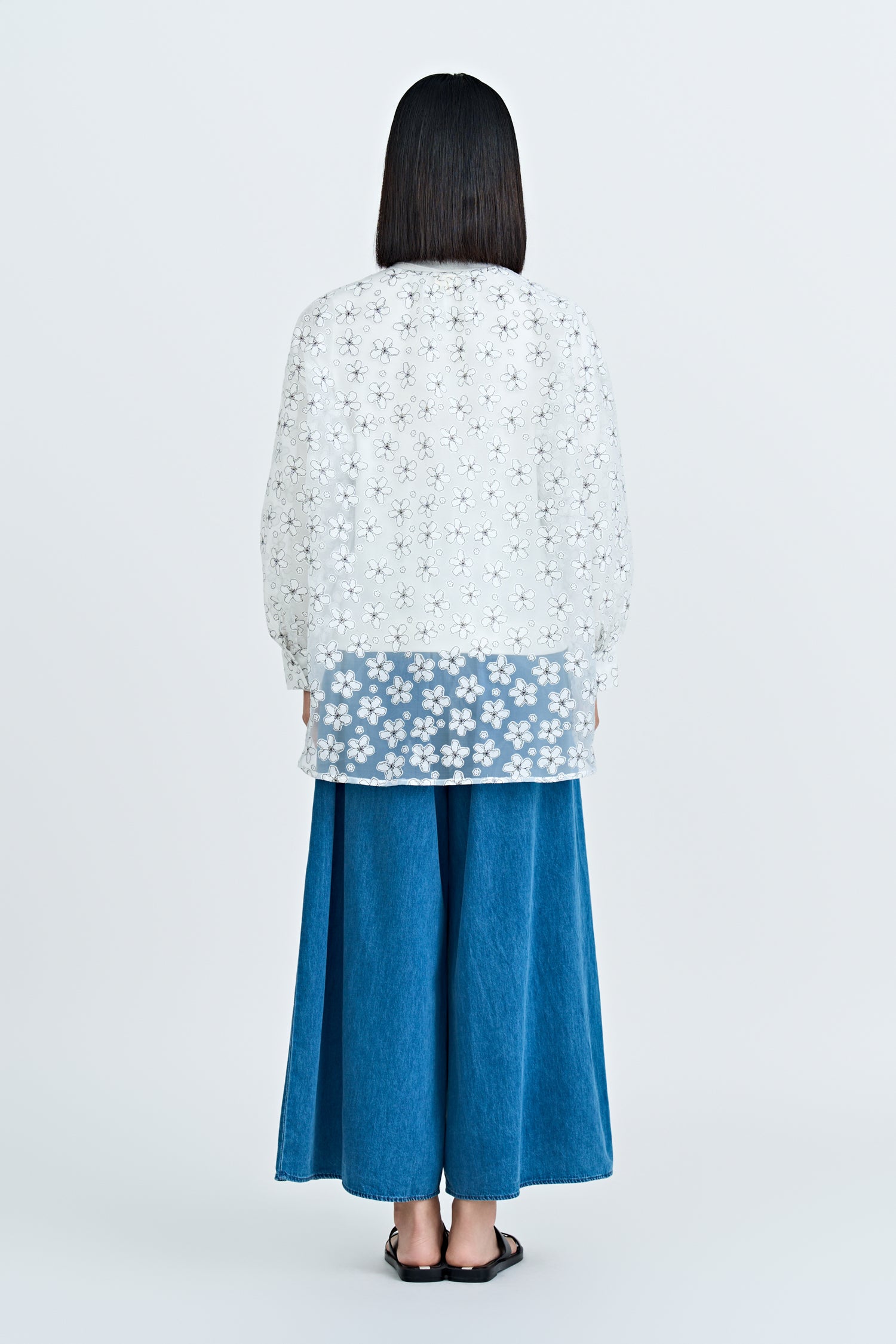 Denim Pull-Up Trousers - Denim