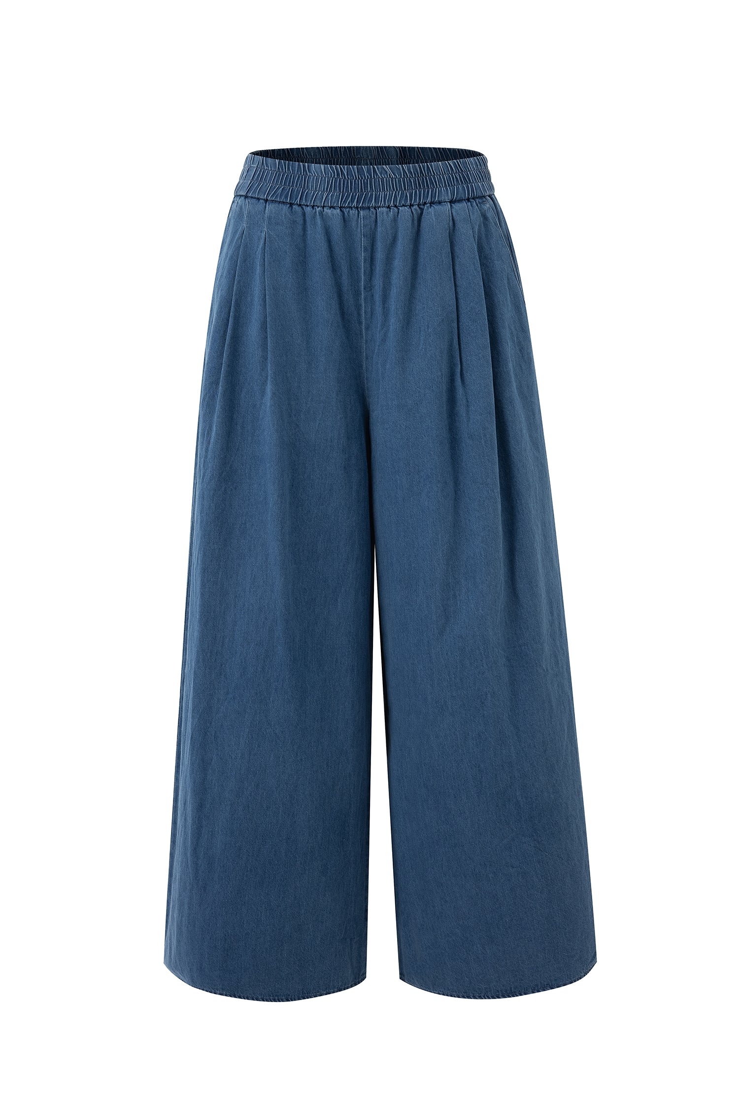 Denim Pull-Up Trousers - Denim