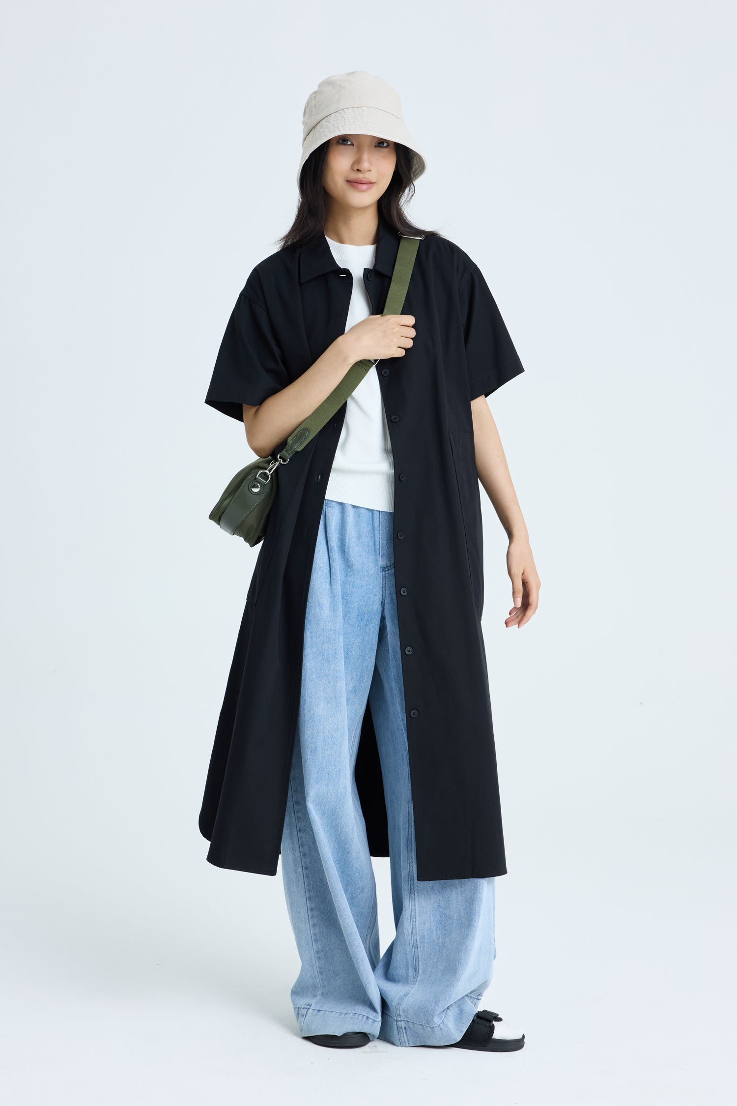 Pull-up Denim Trousers - Denim