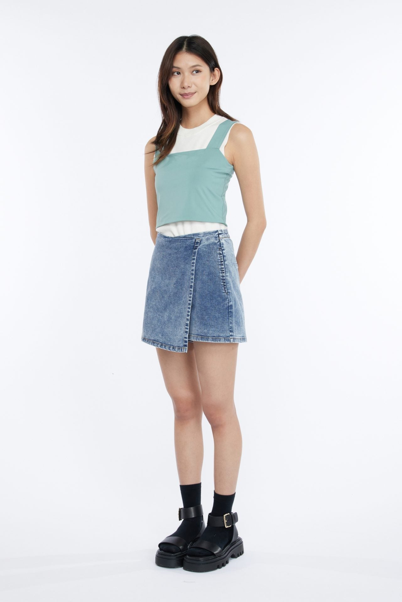 Denim Overlap Skort