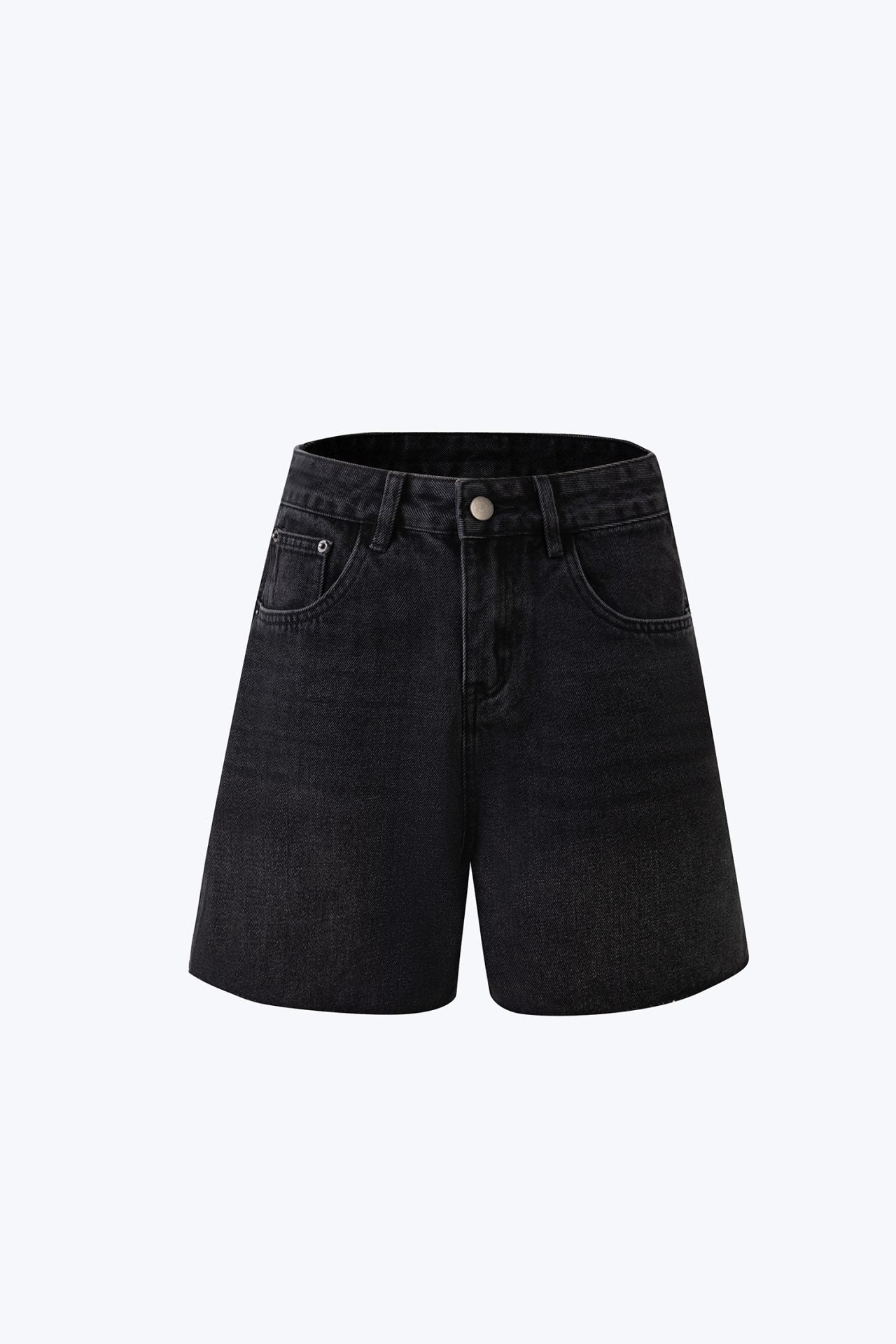 Denim High-Waisted Shorts - Black