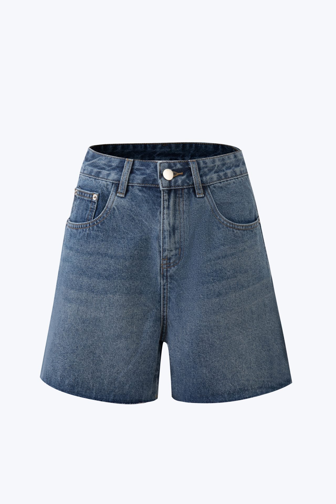 Denim High-Waisted Shorts - Denim