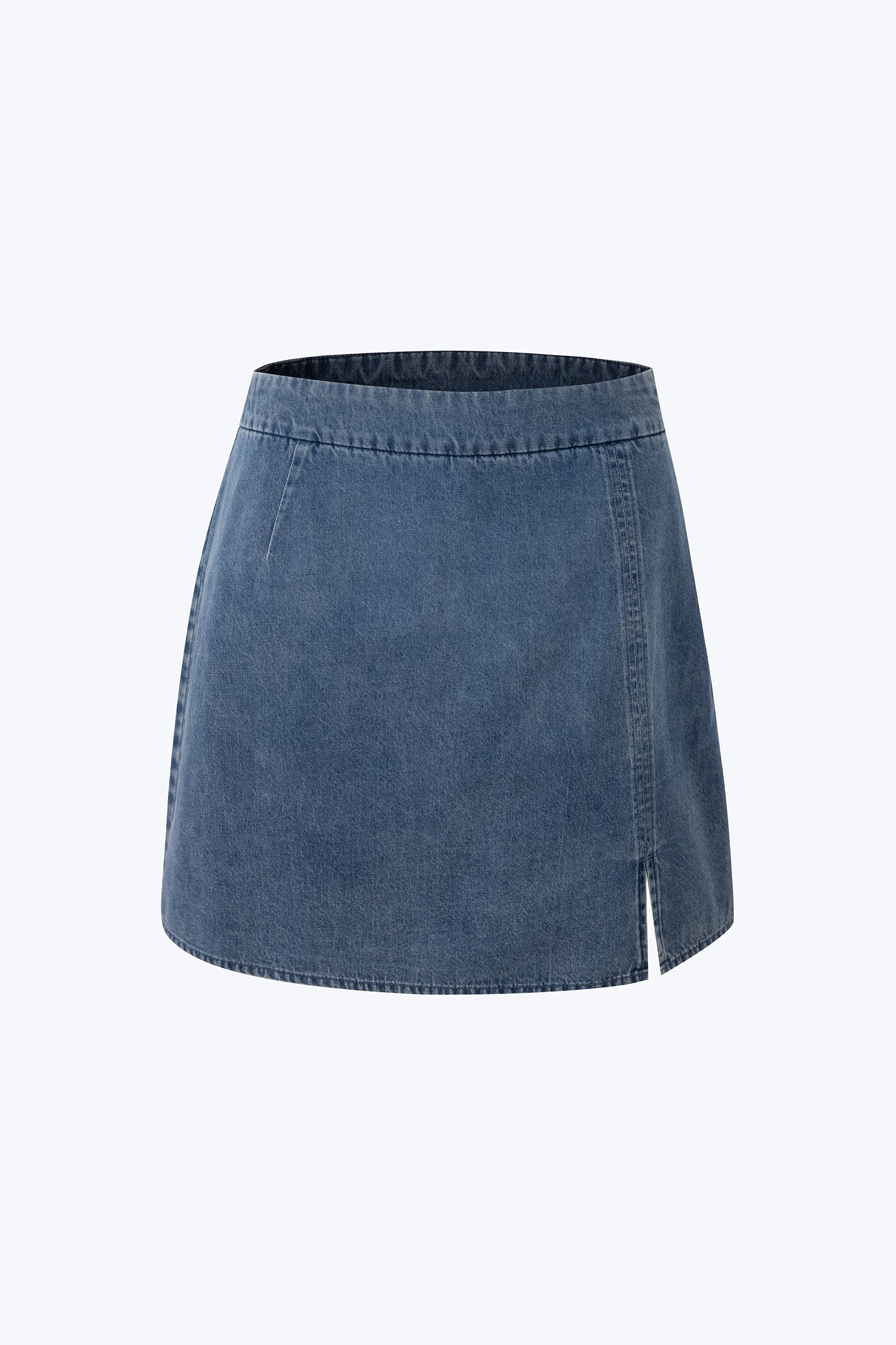 Side Slit Skorts - Denim