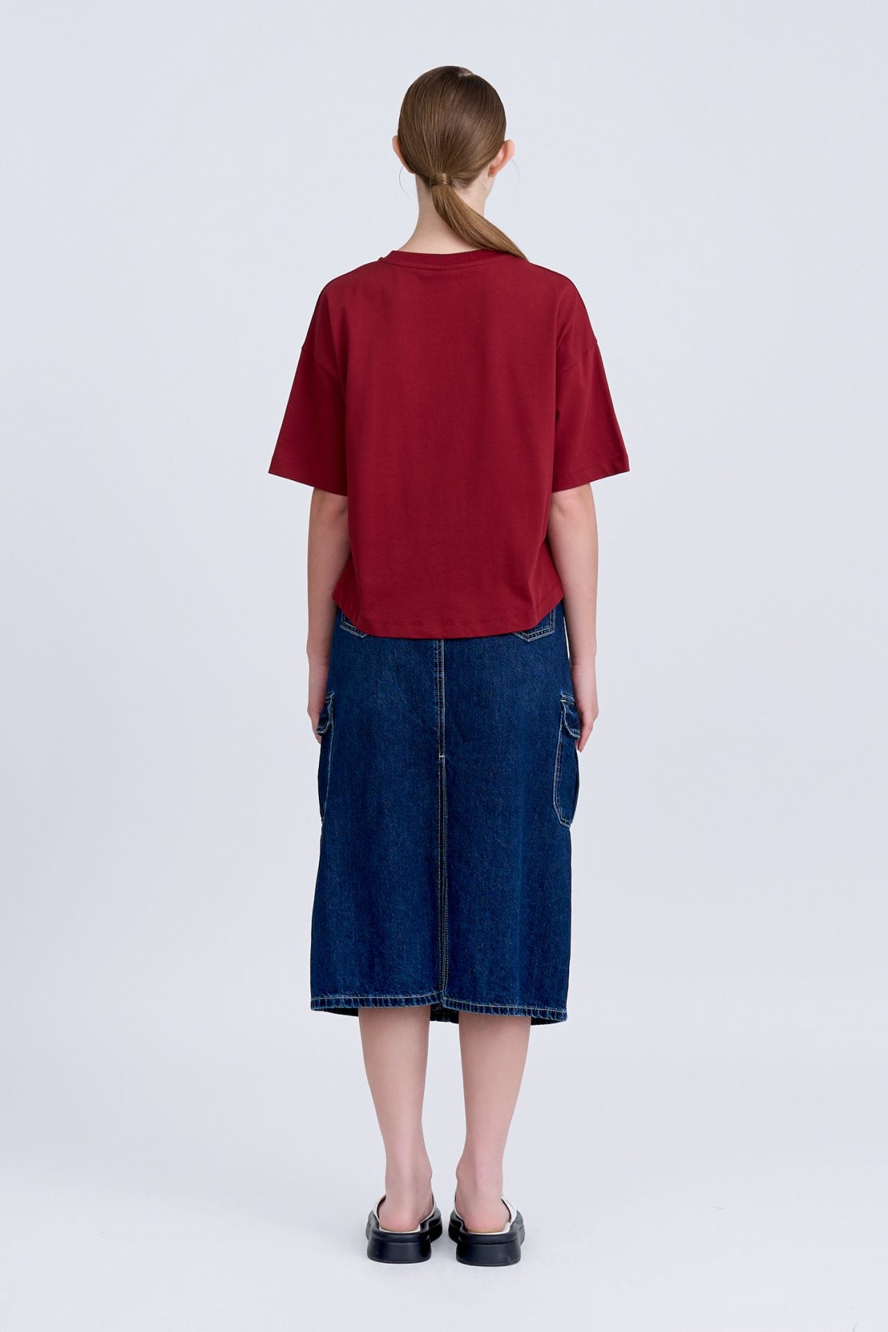 Denim Cargo Skirt - Dark Denim