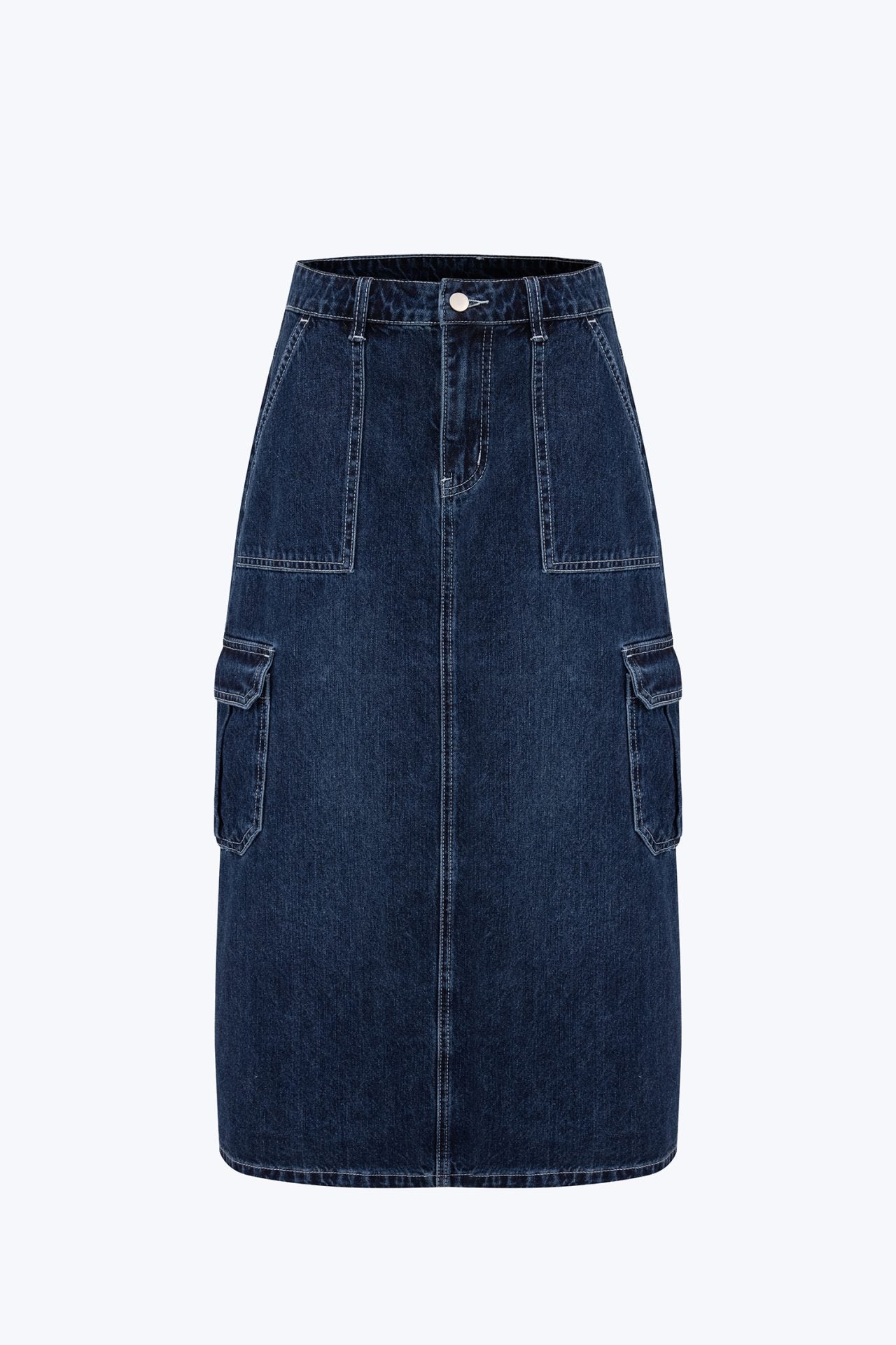 Denim Cargo Skirt - Dark Denim