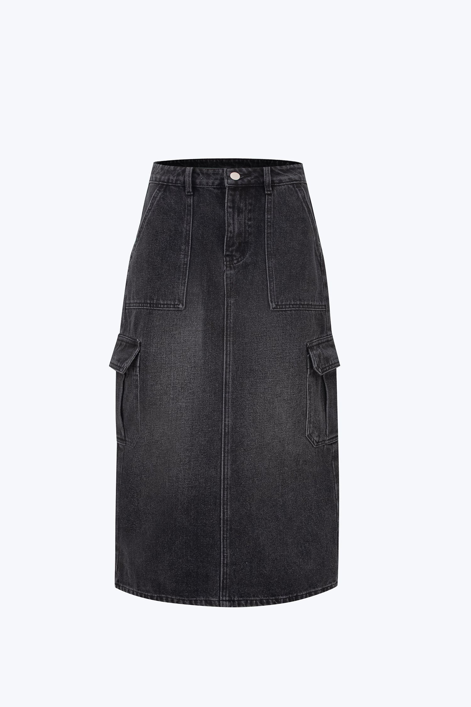 Denim Cargo Skirt - Black