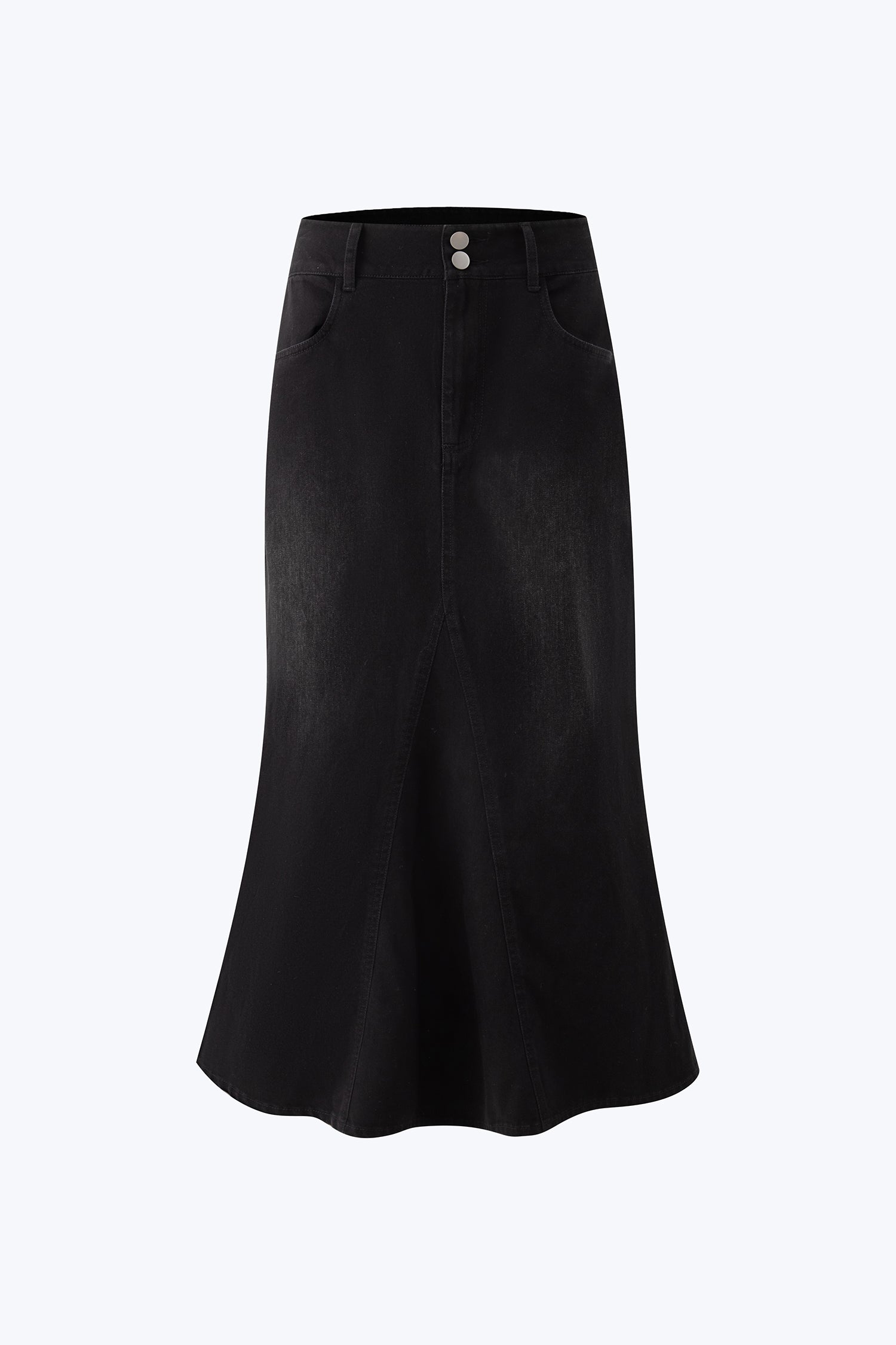 Denim Flare Skirt - Black