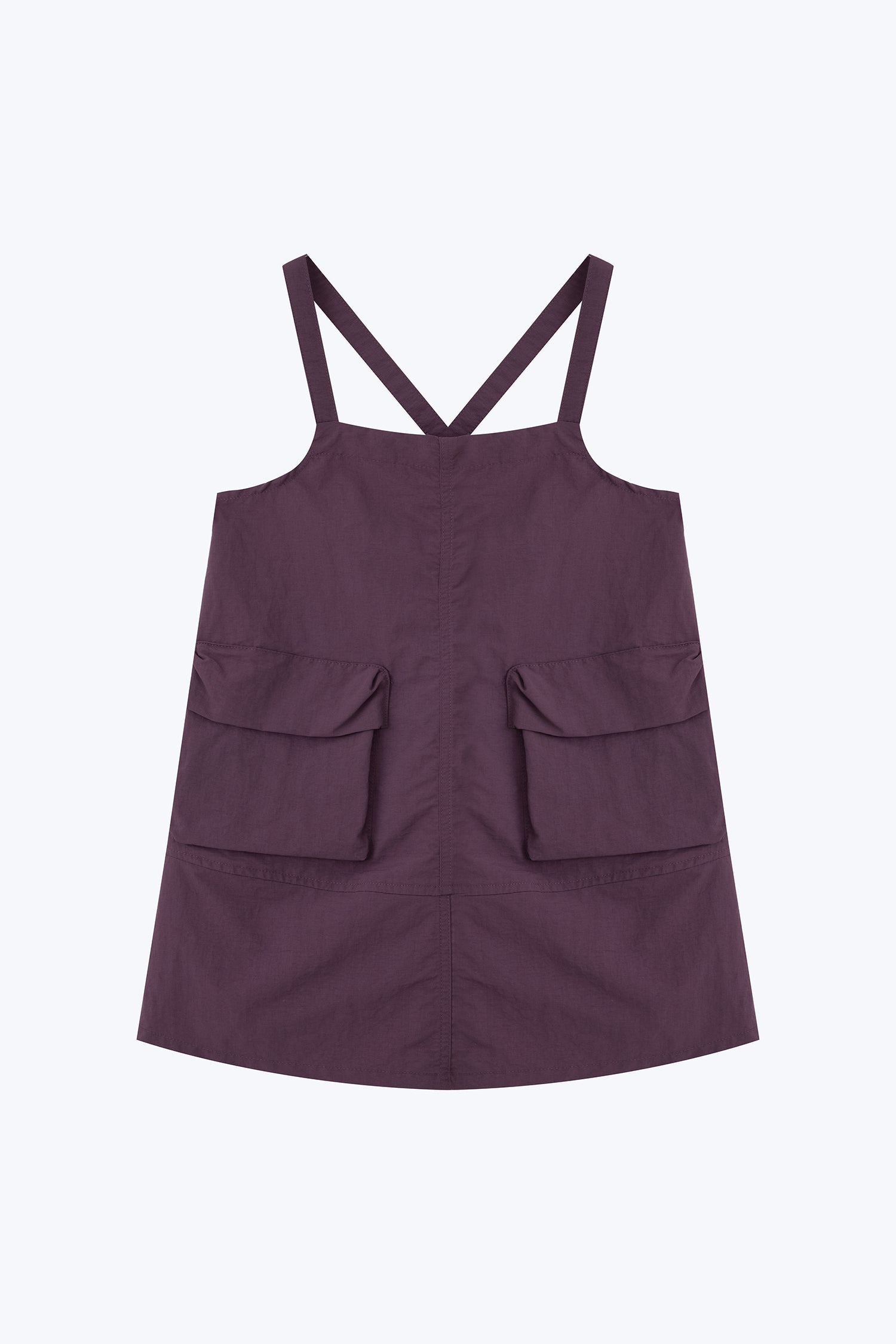 Dungaree Patch Pocket Dress - Plum