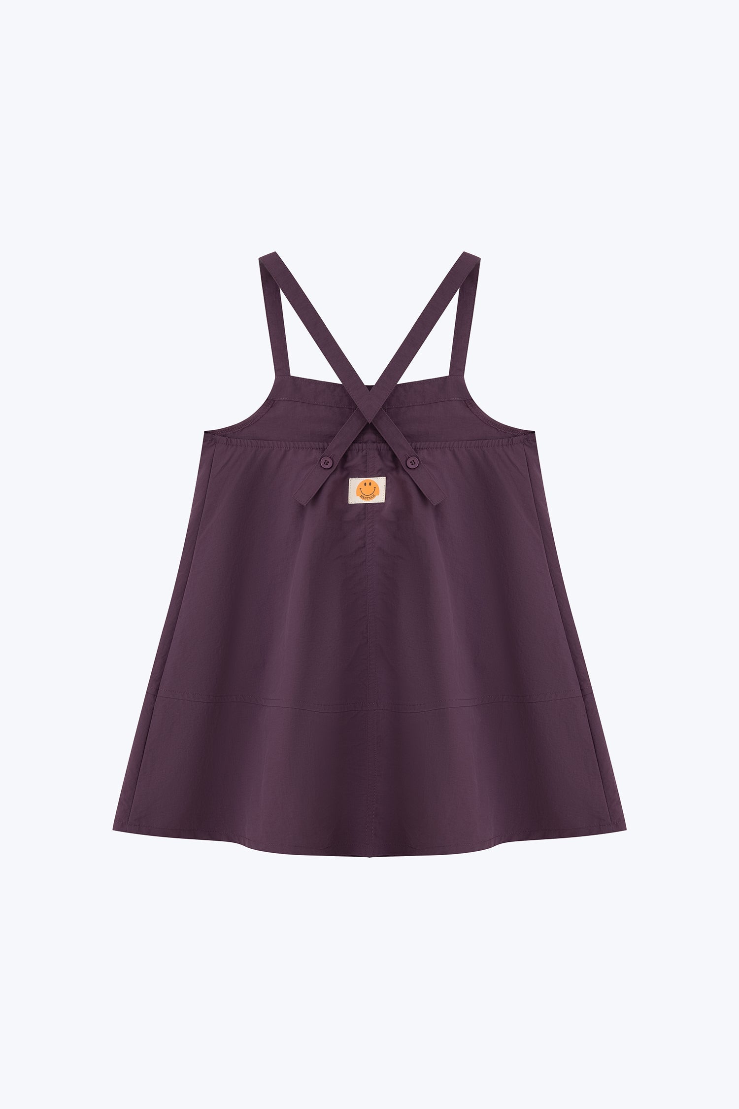 Dungaree Patch Pocket Dress - Plum