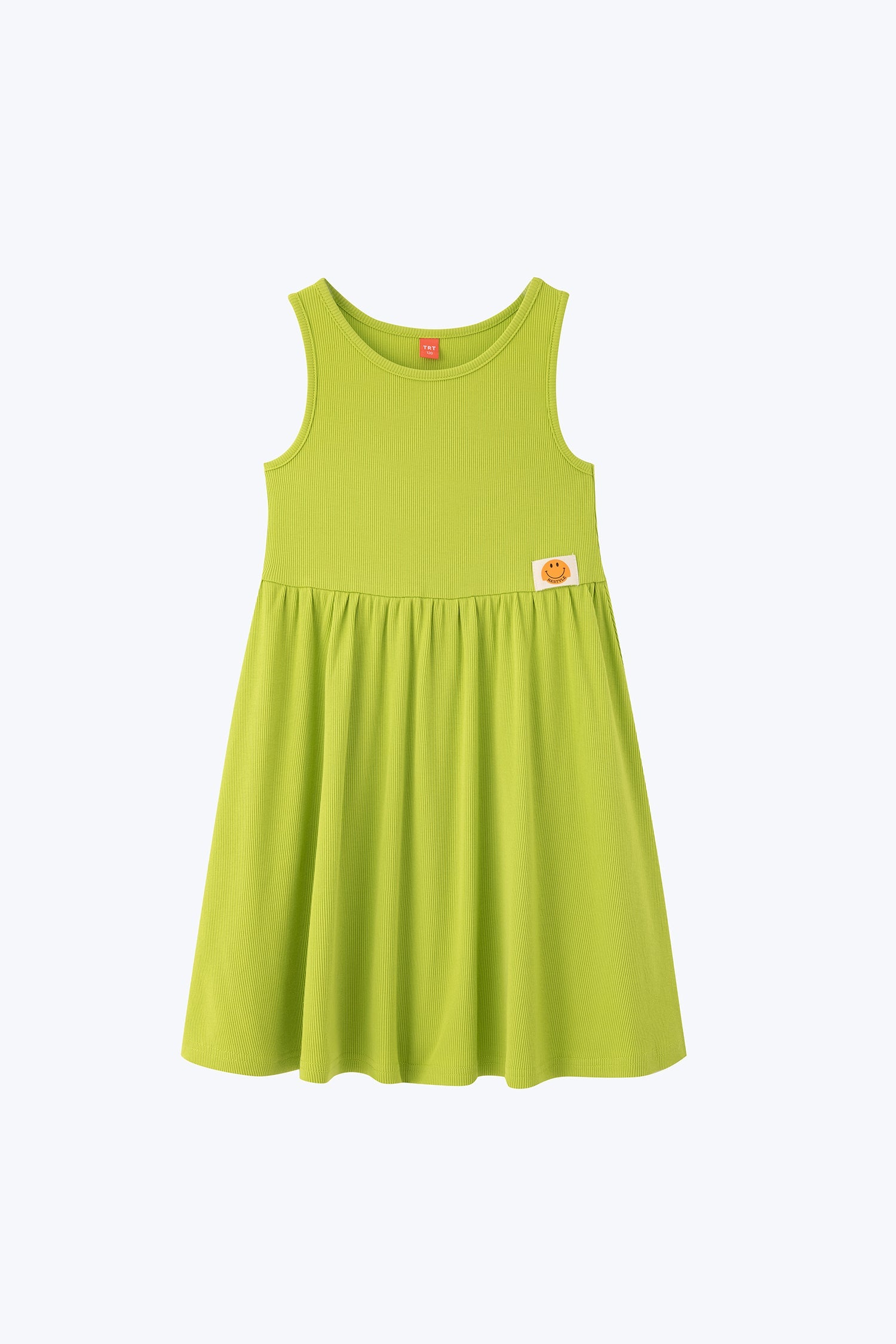 Sleeveless Ribbed Girl's Dress - Lime