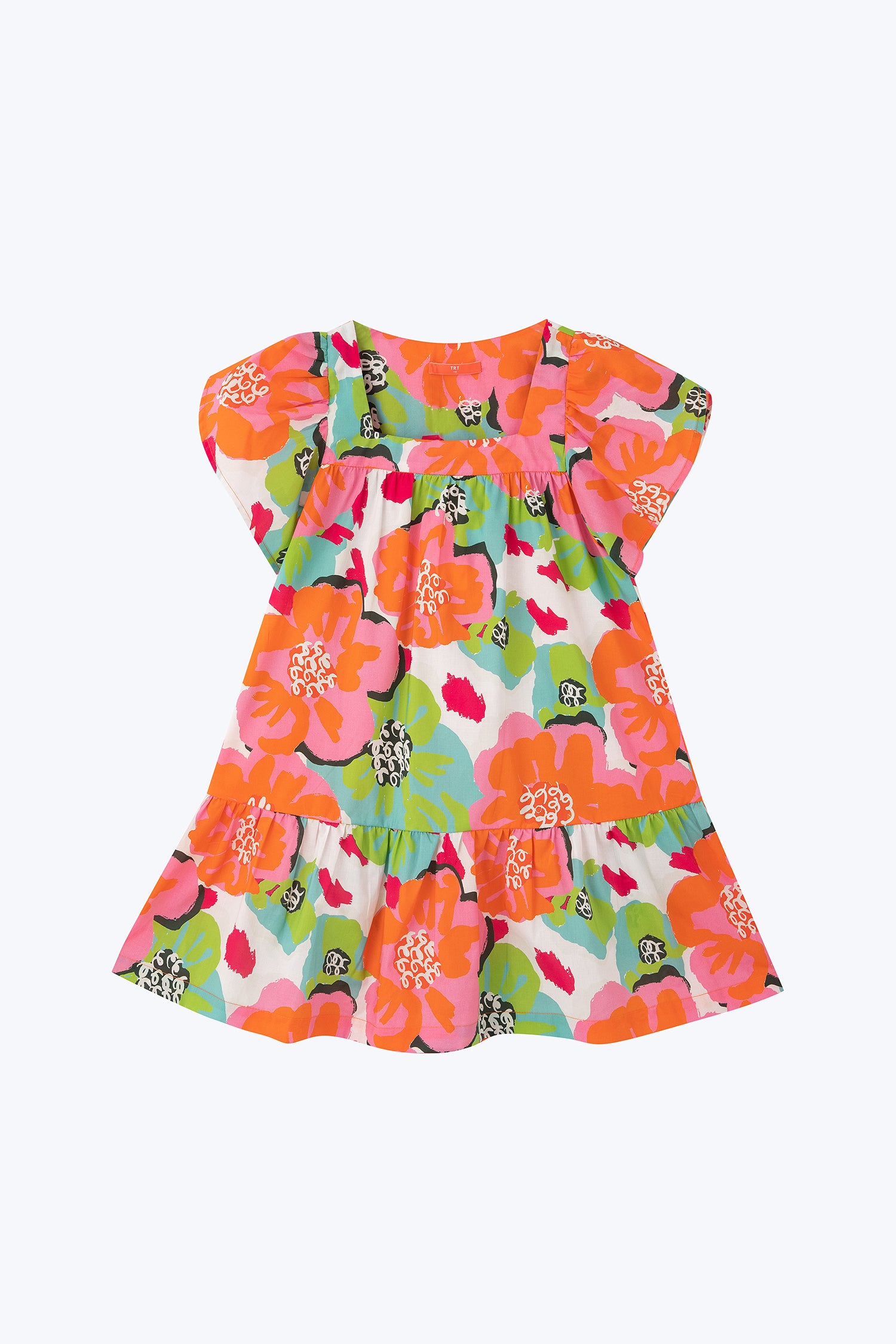 Abstract Floral Gathered Dress