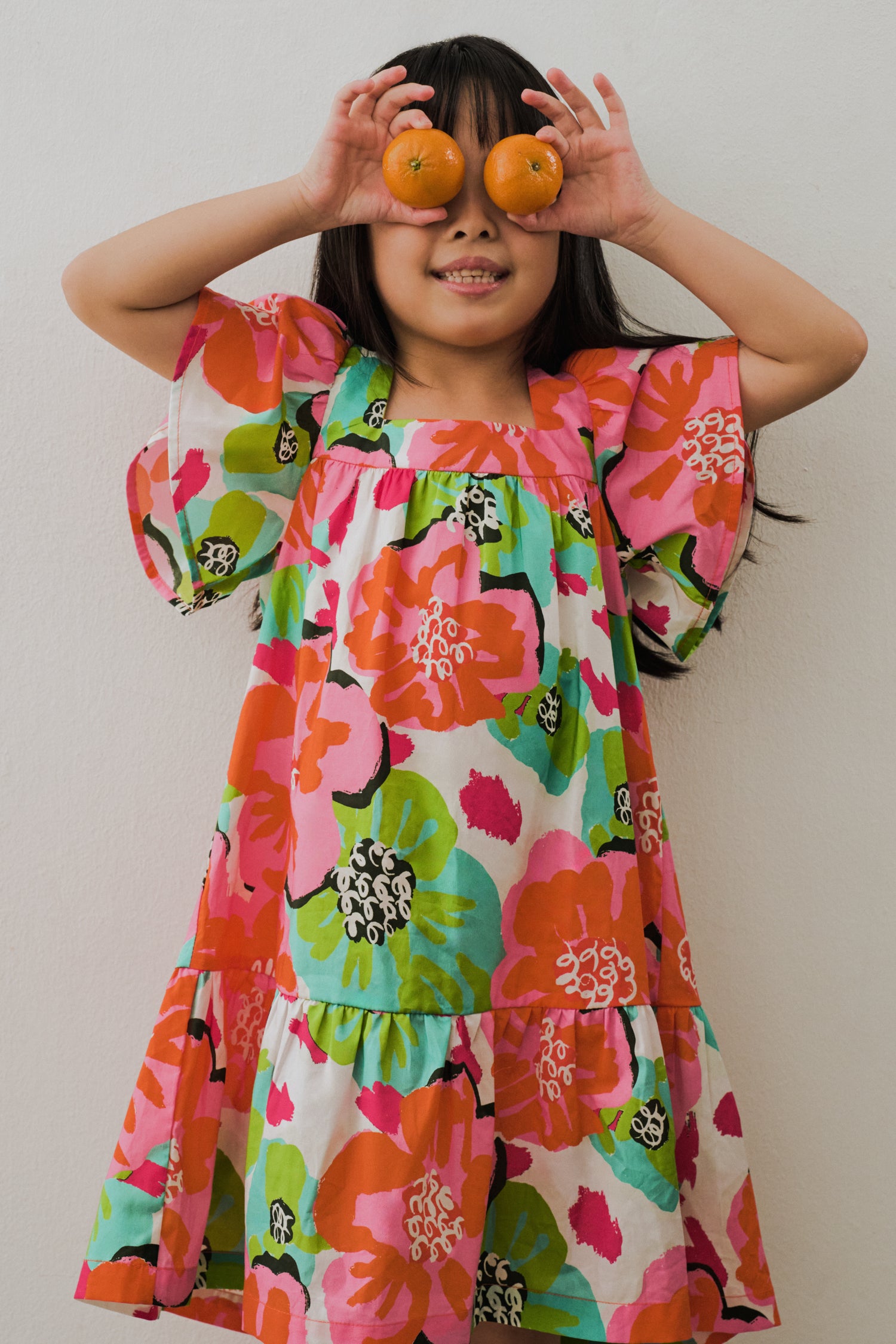 Abstract Floral Gathered Dress