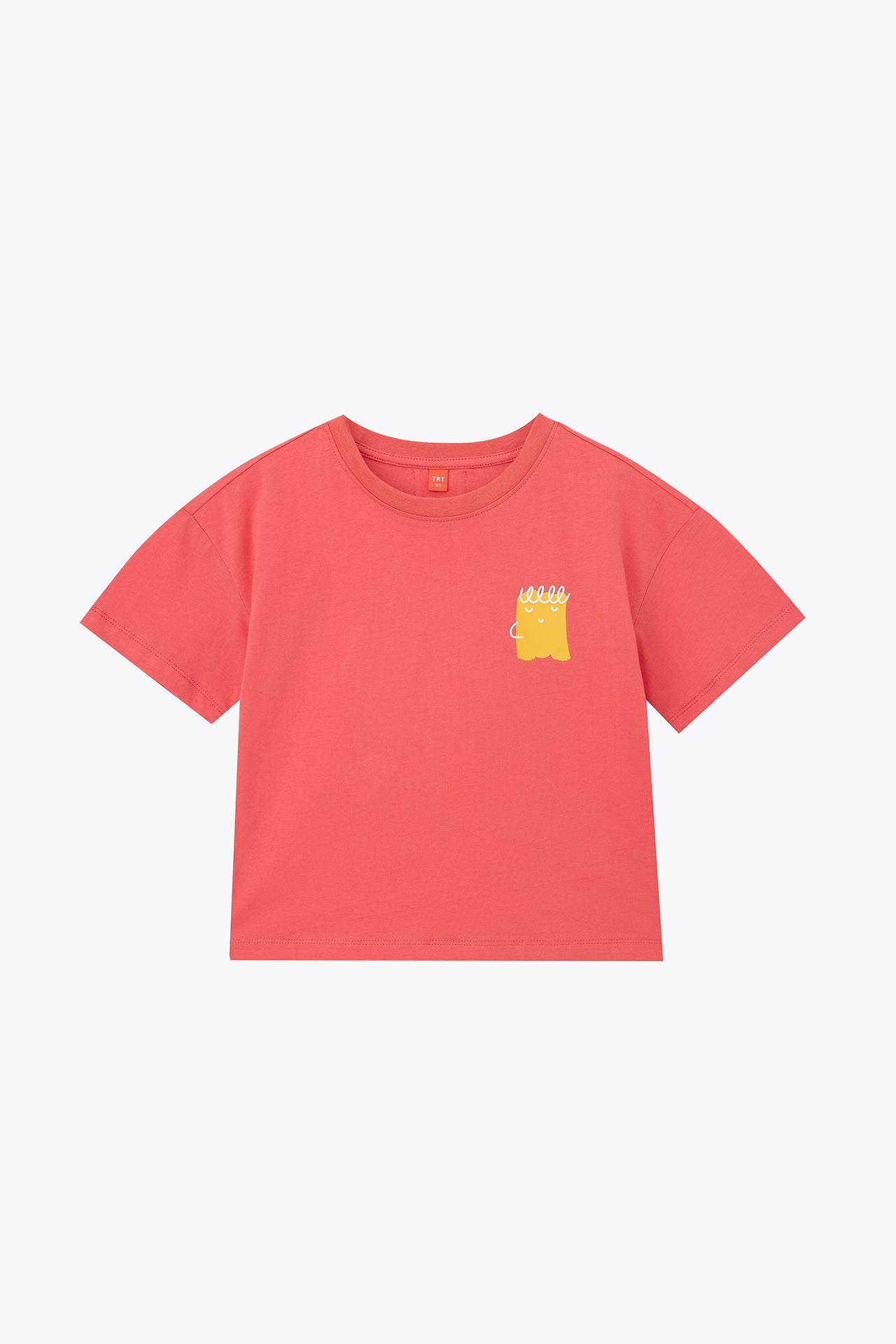 Curly Artist Puff Print Kids Tee - Coral