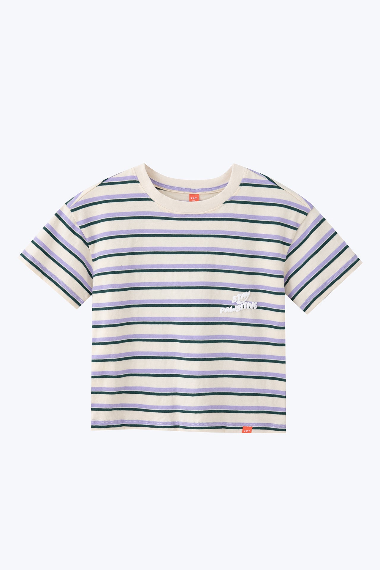 "Stay Pawsitive" Stripe Tee - Stripe Lilac