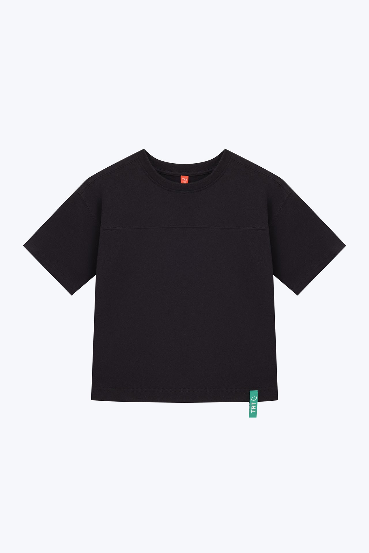 Relaxed Tee with Chest Cut & Sew - Black