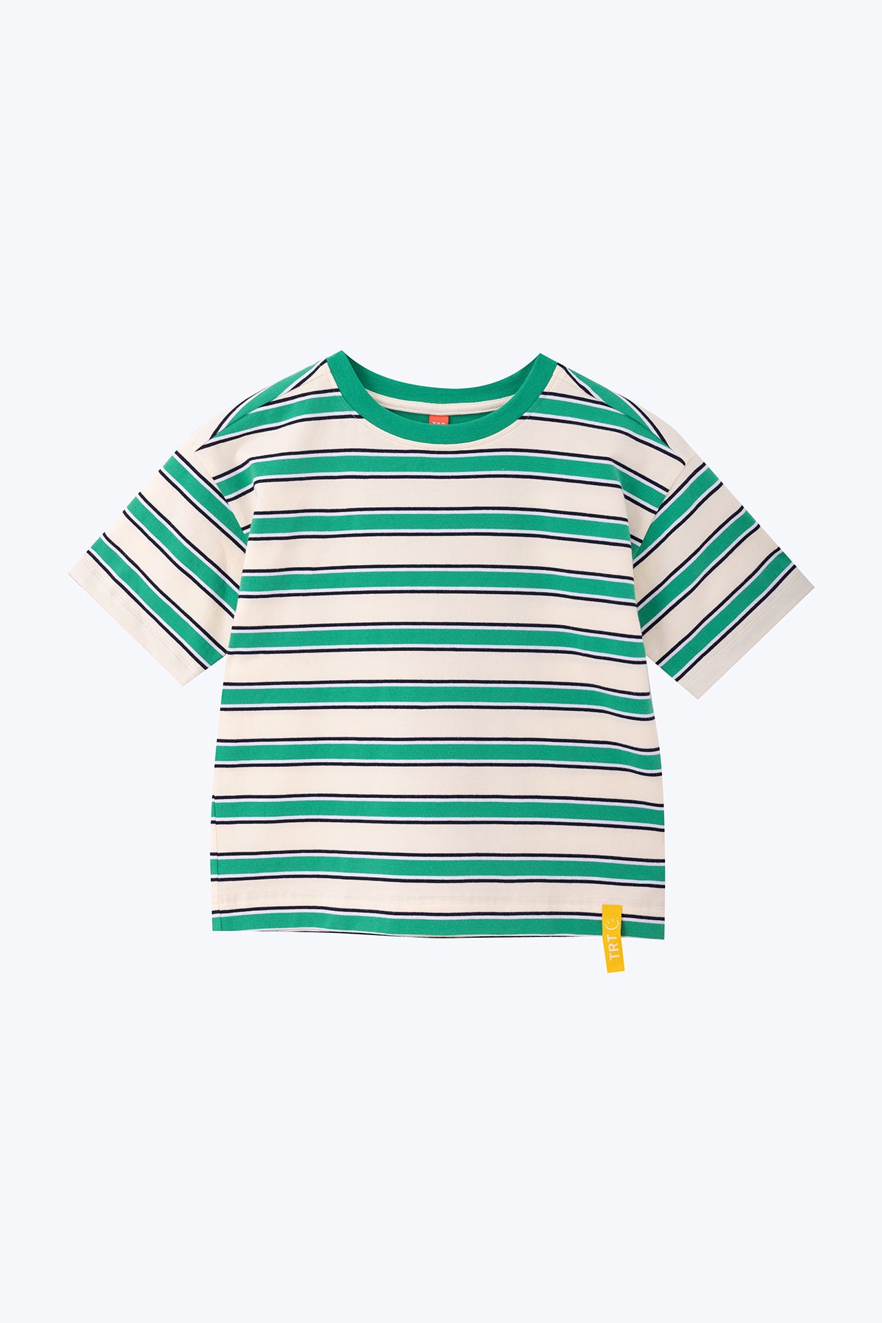 Relaxed Stripe Tee with Chest Cut & Sew - Green