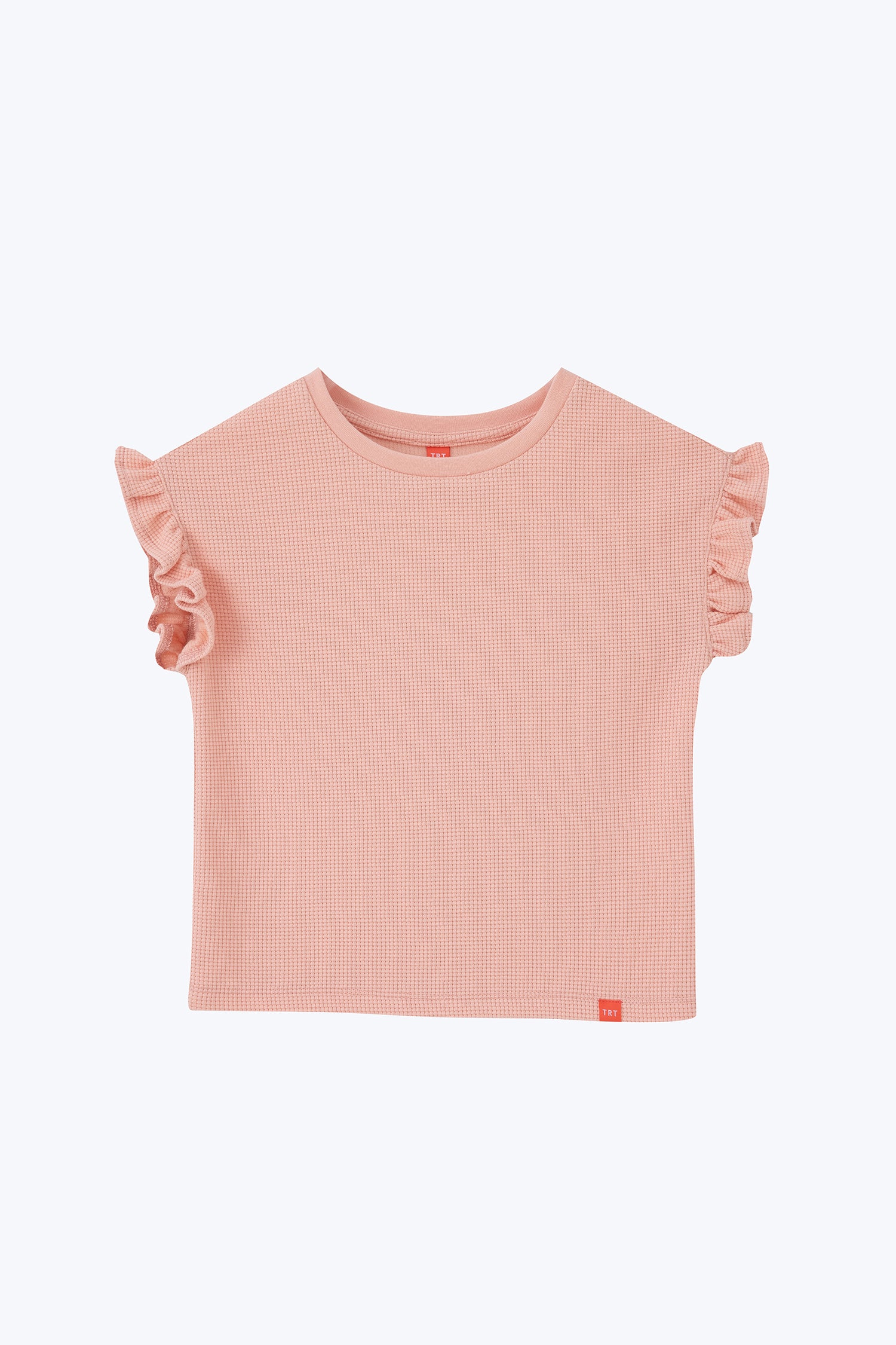 Ruffle Sleeve Waffle Tee - Blush