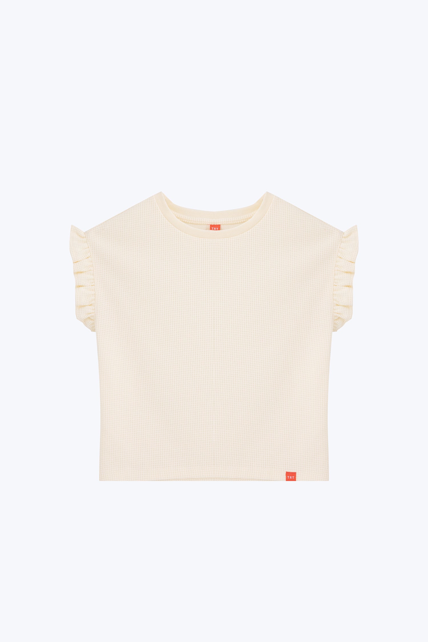 Ruffle Sleeve Waffle Tee - Milk