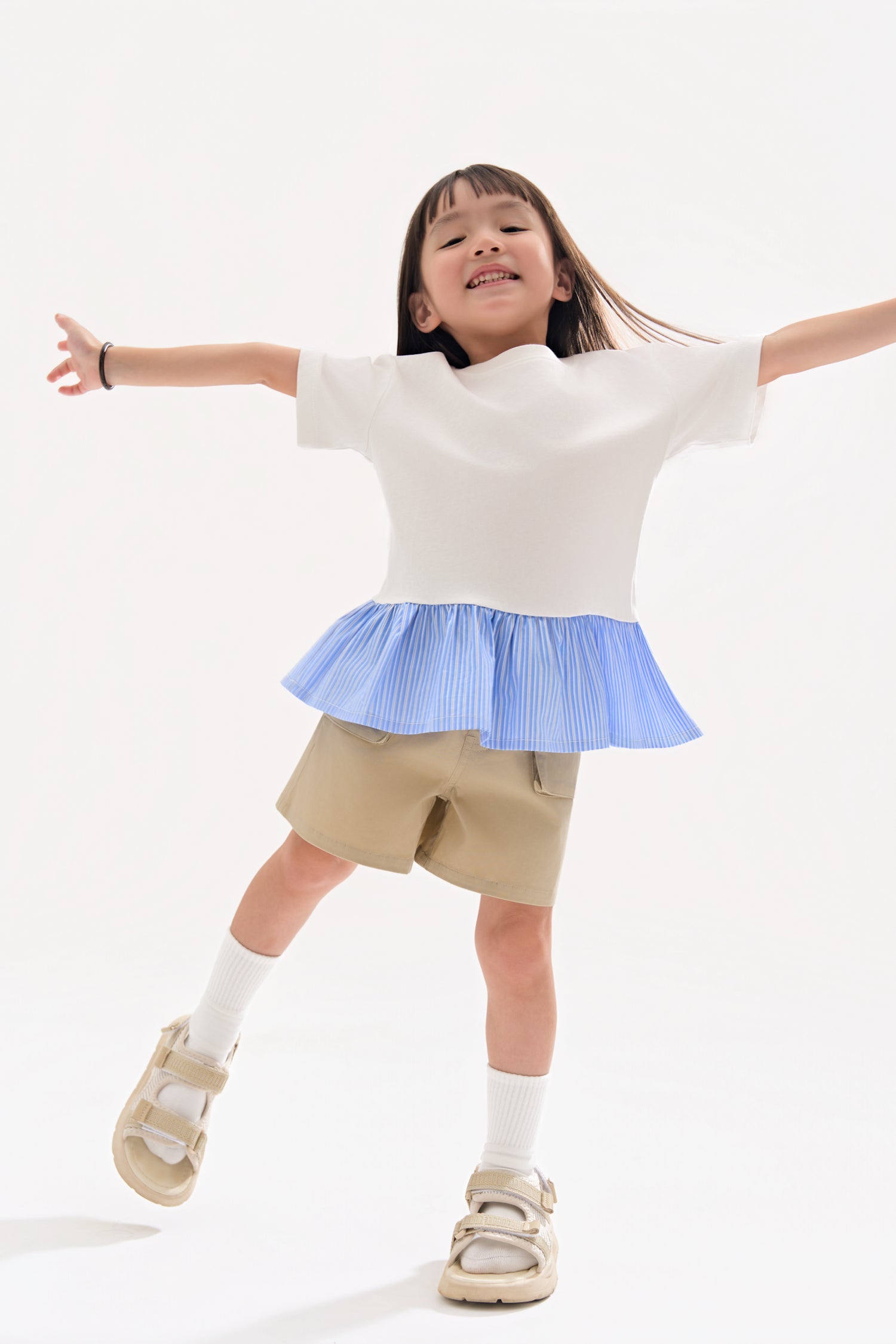 Stripes Ruffle Tee - Cream