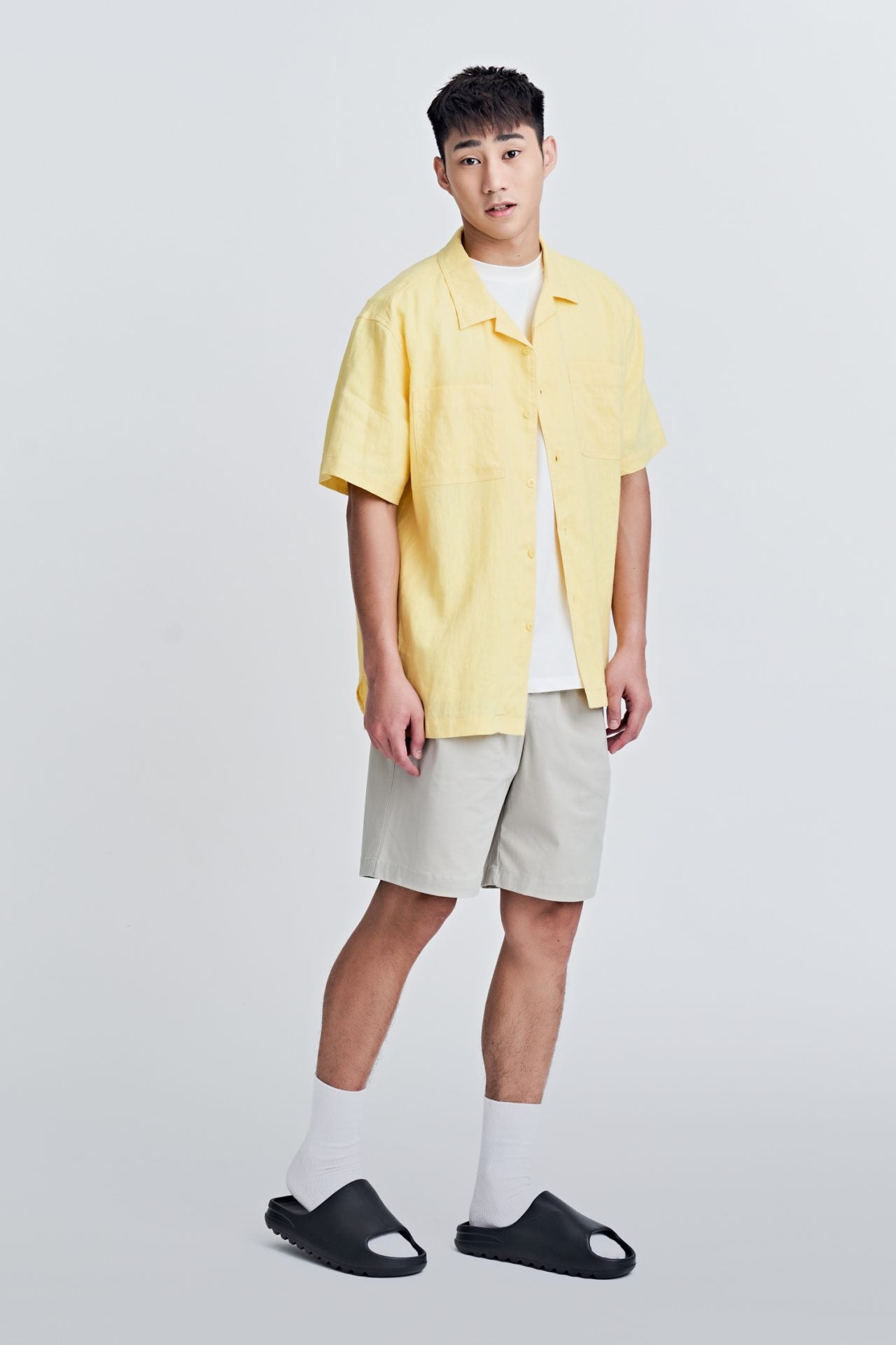 Linen Open Collar Shirt