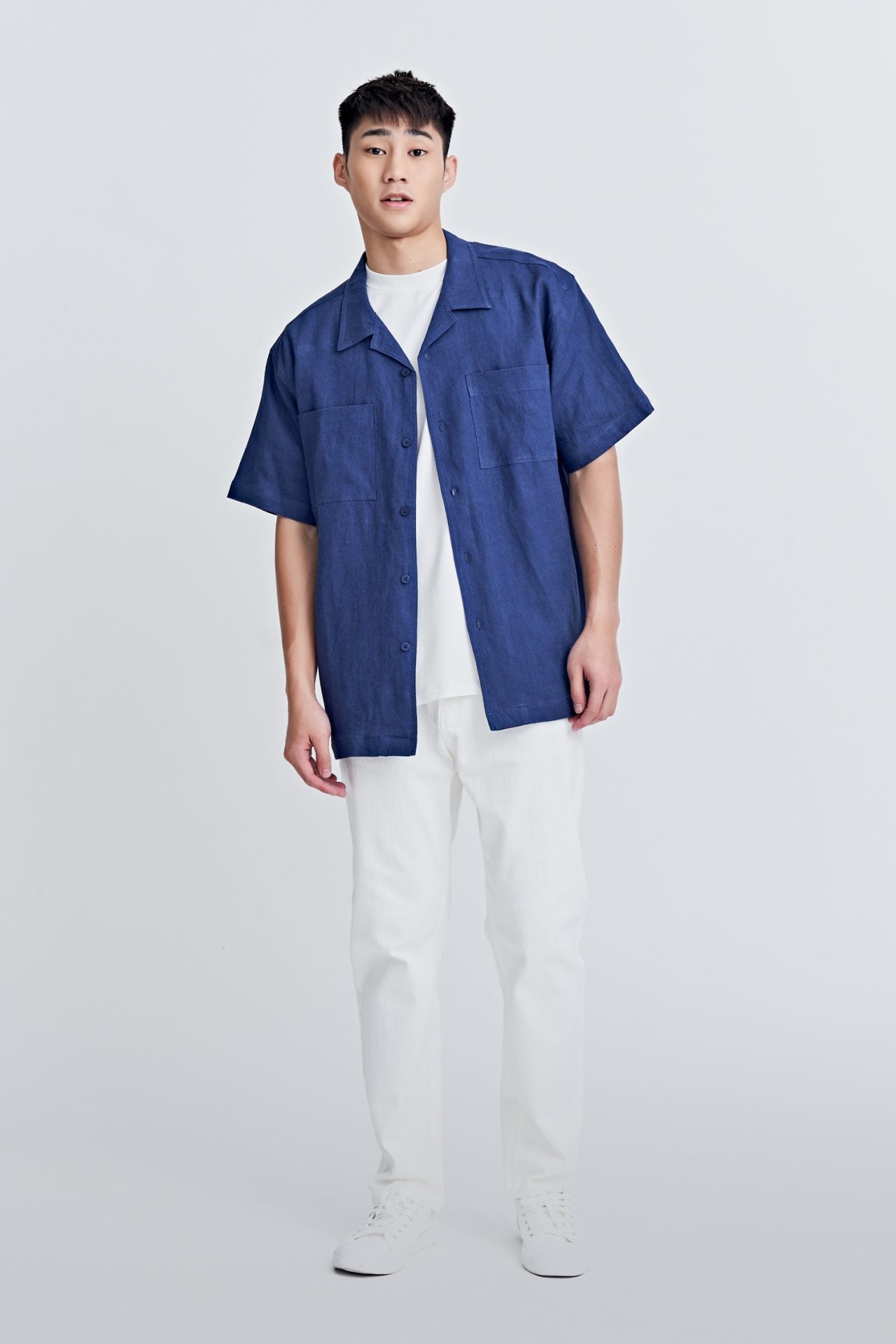 Linen Open Collar Shirt