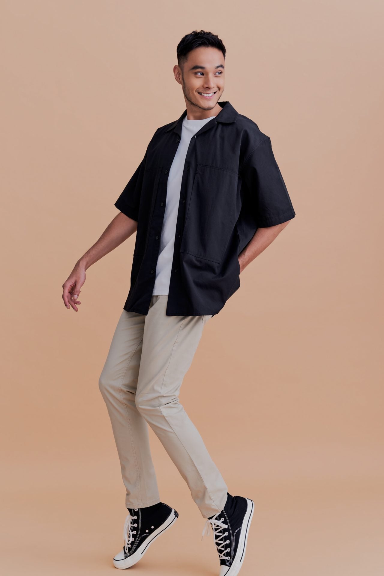 Cotton Tencel Oversized Patch Pocket Tee