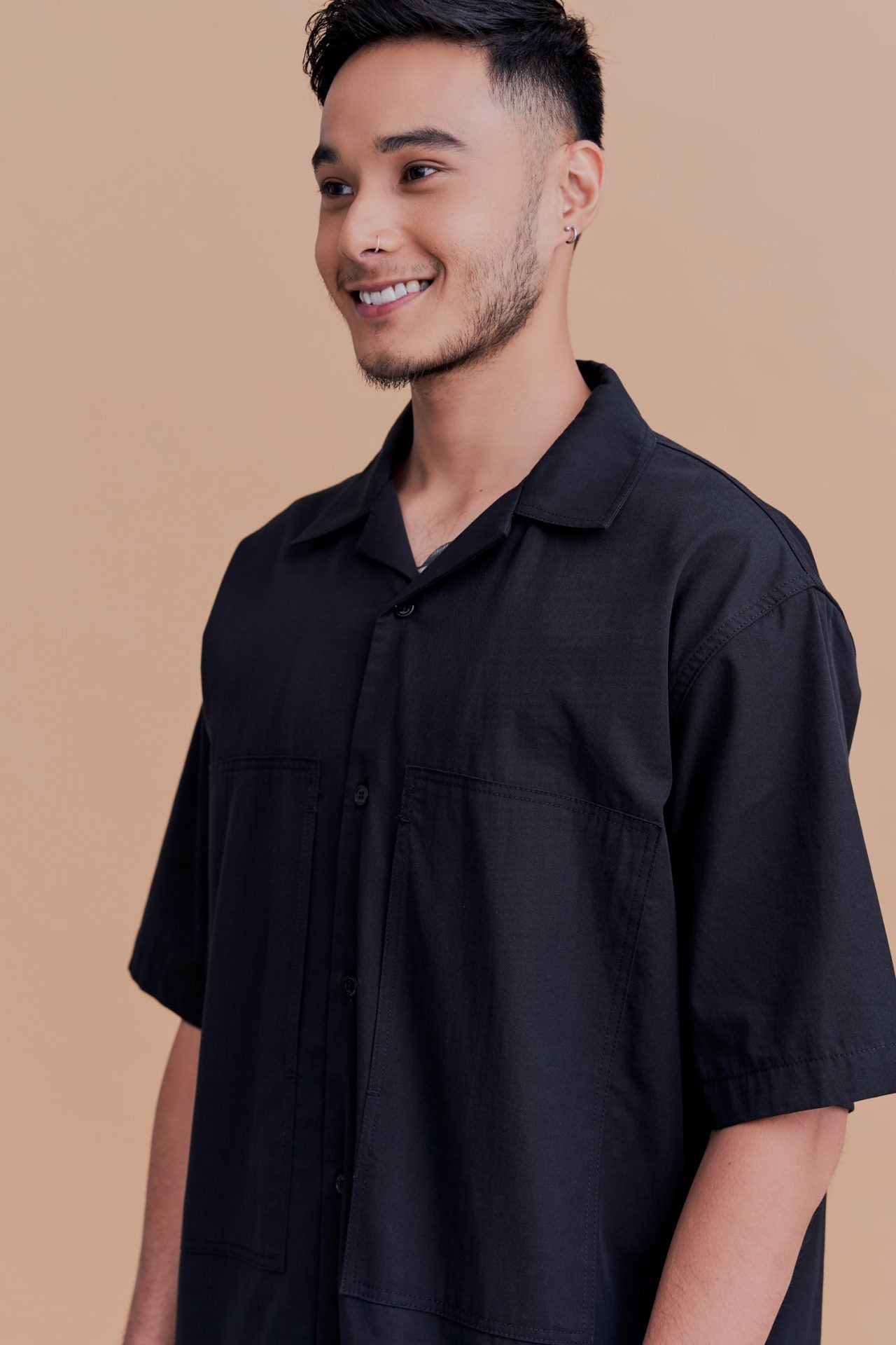 Cotton Tencel Oversized Patch Pocket Tee