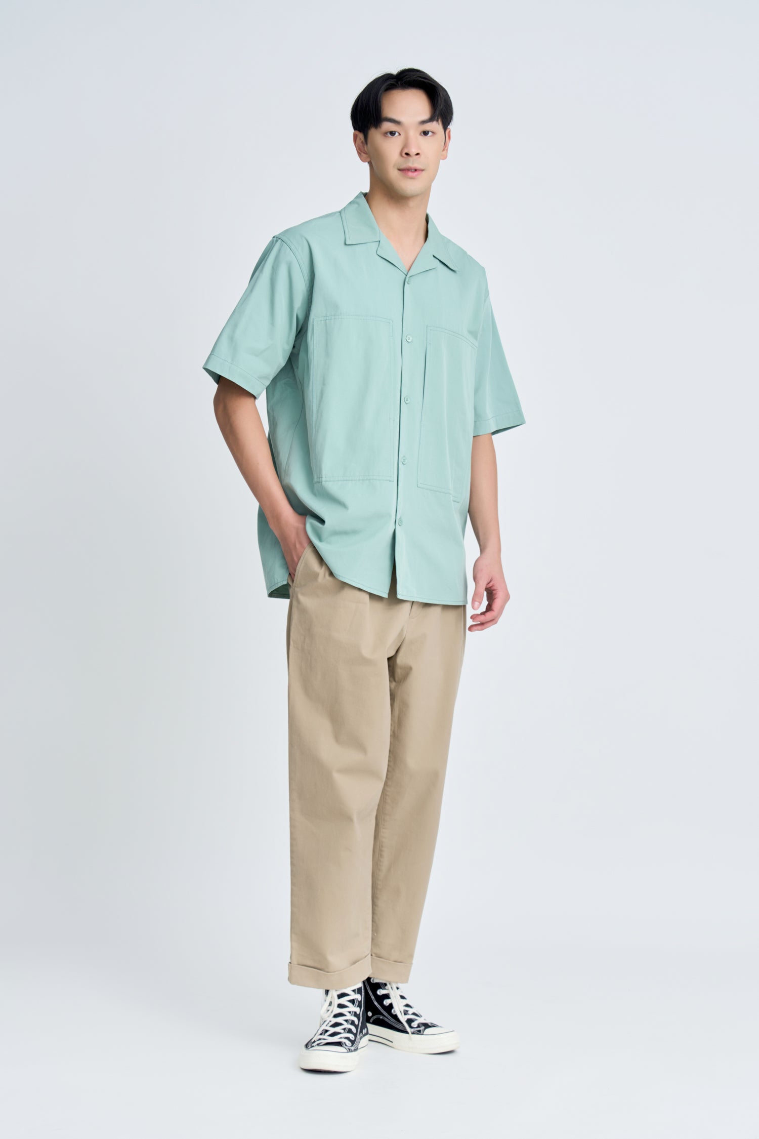 Cotton Tencel Oversized Patch Pocket Tee