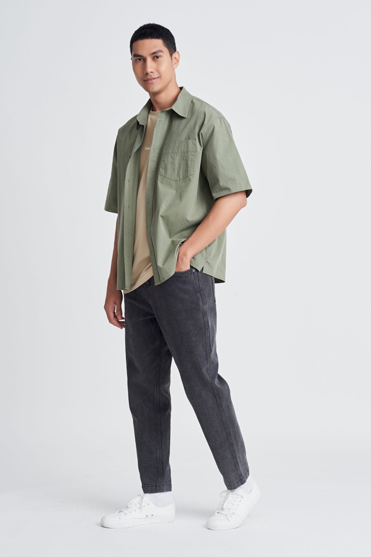 Casual Oversized Point Collar Shirt