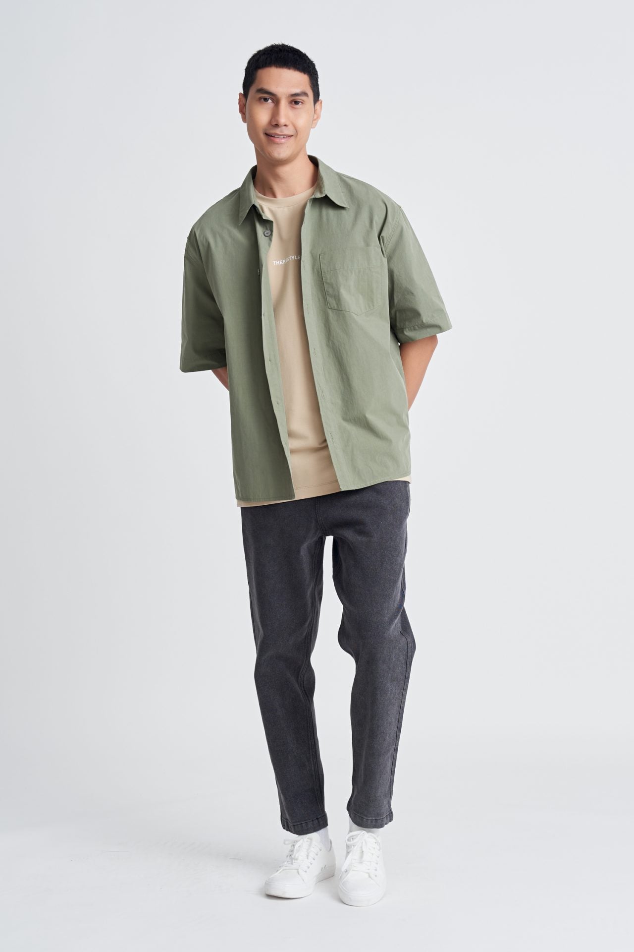 Casual Oversized Point Collar Shirt