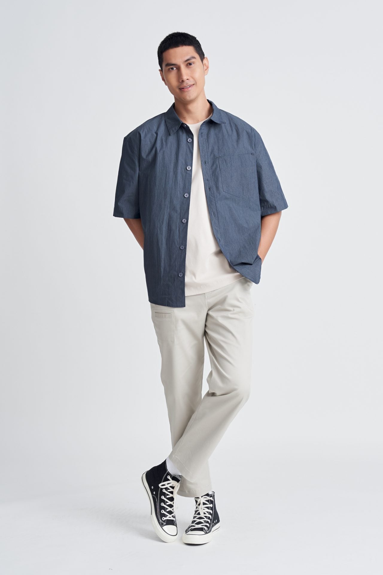 Casual Oversized Point Collar Shirt