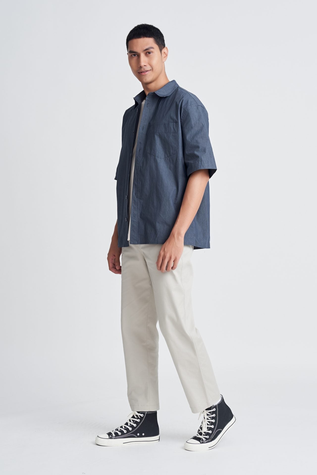 Casual Oversized Point Collar Shirt
