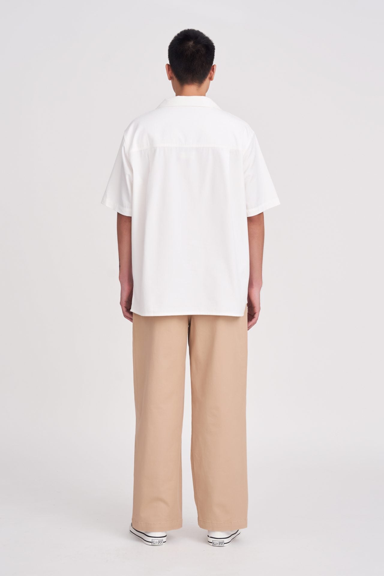 Relaxed-Fit Flapped Pocket Cuban Collar Top - Cream