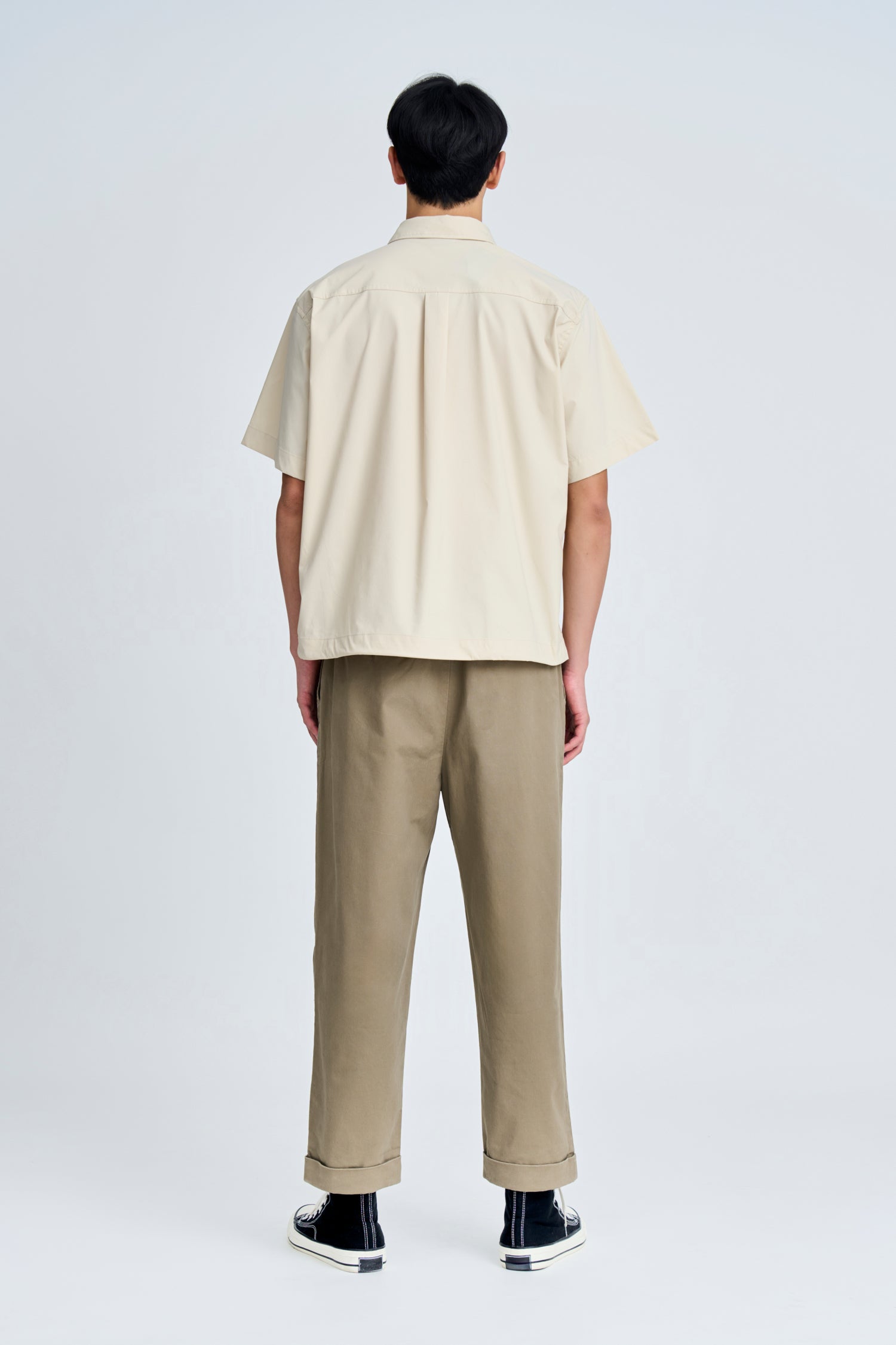Relaxed Fit Utility Polo Tee - Beige