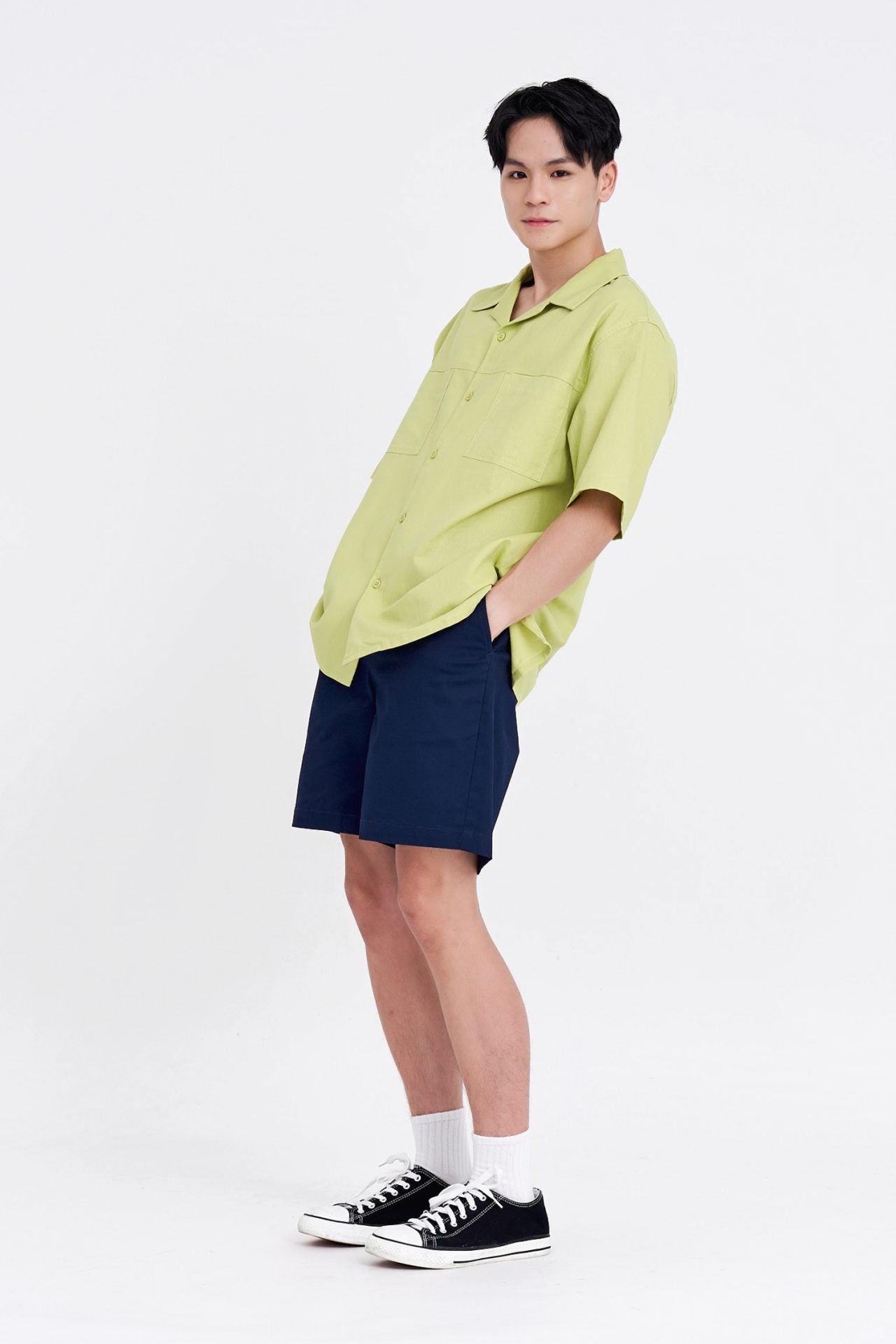 Relaxed-Fit Open Collar Shirt - Pandan