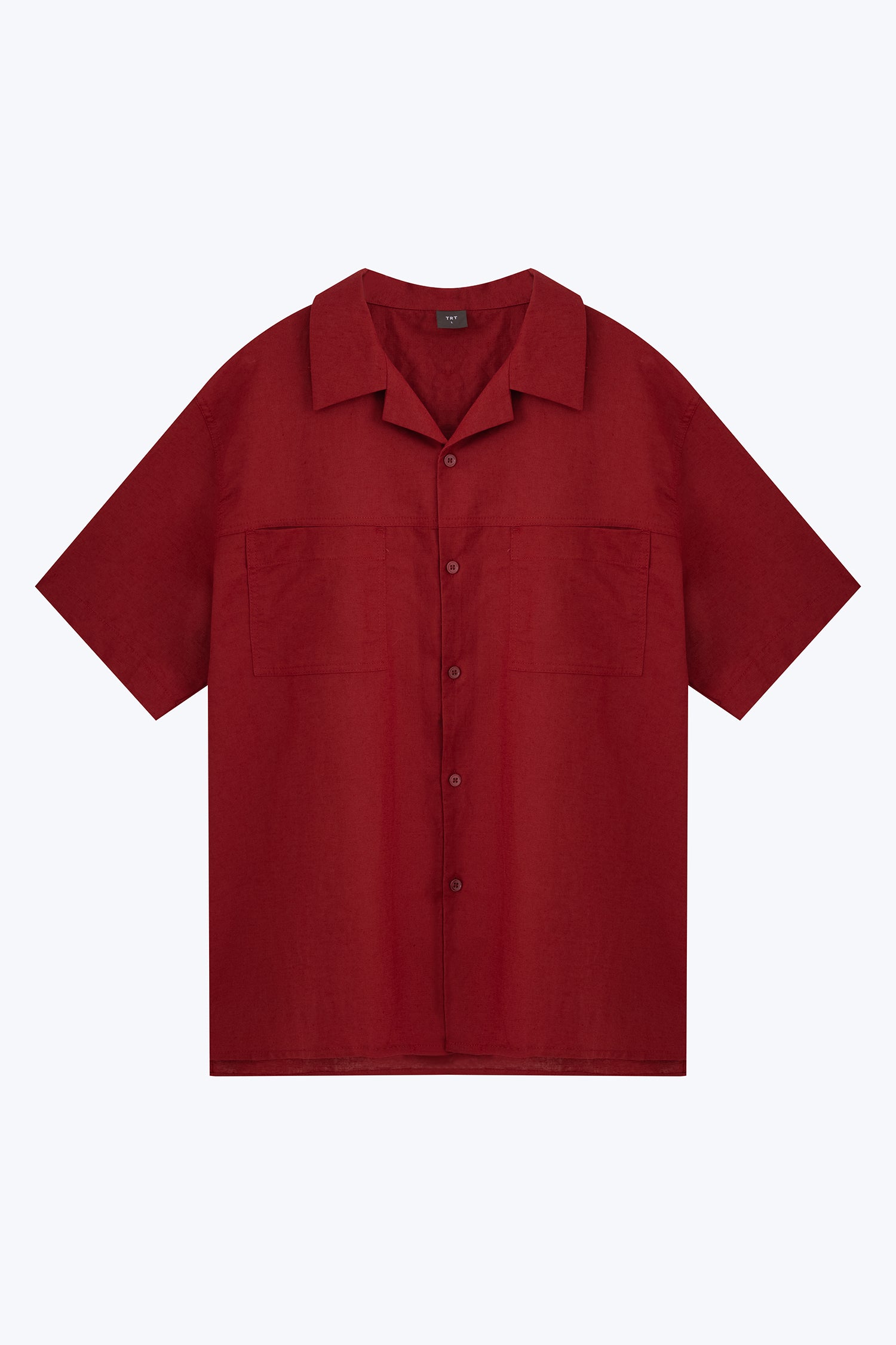 Relaxed-Fit Open Collar Shirt - Burgundy