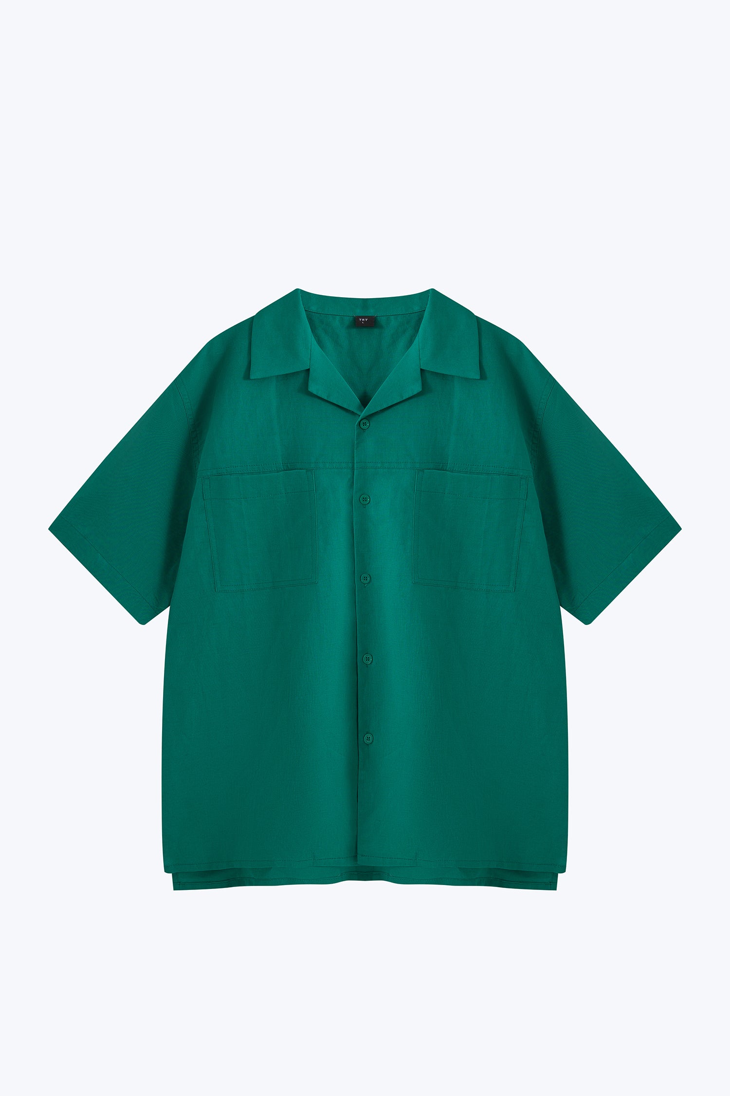 Relaxed-Fit Open Collar Shirt - Forest Green
