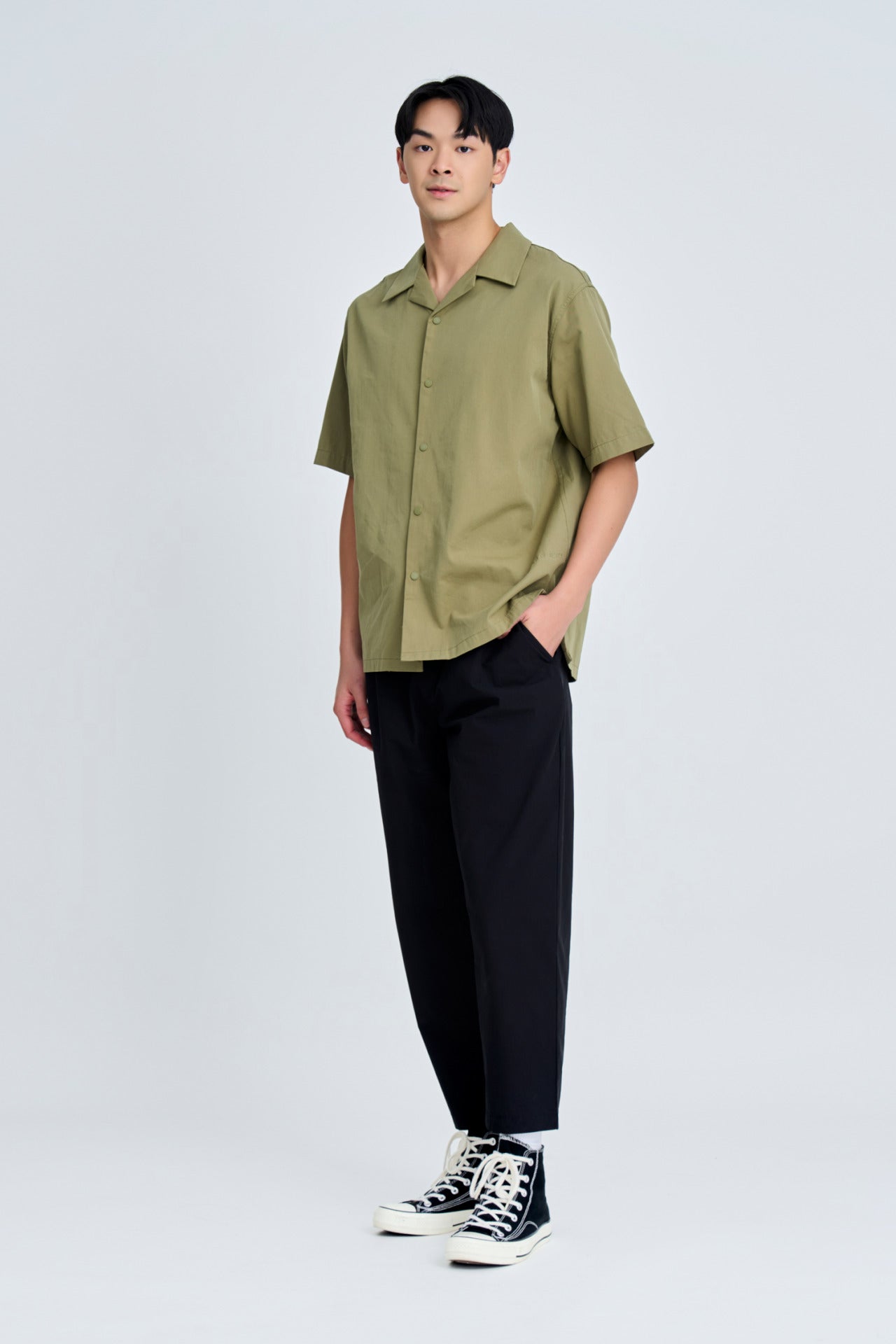 “Rue de L’Restyle” Open Collar Top - Sage