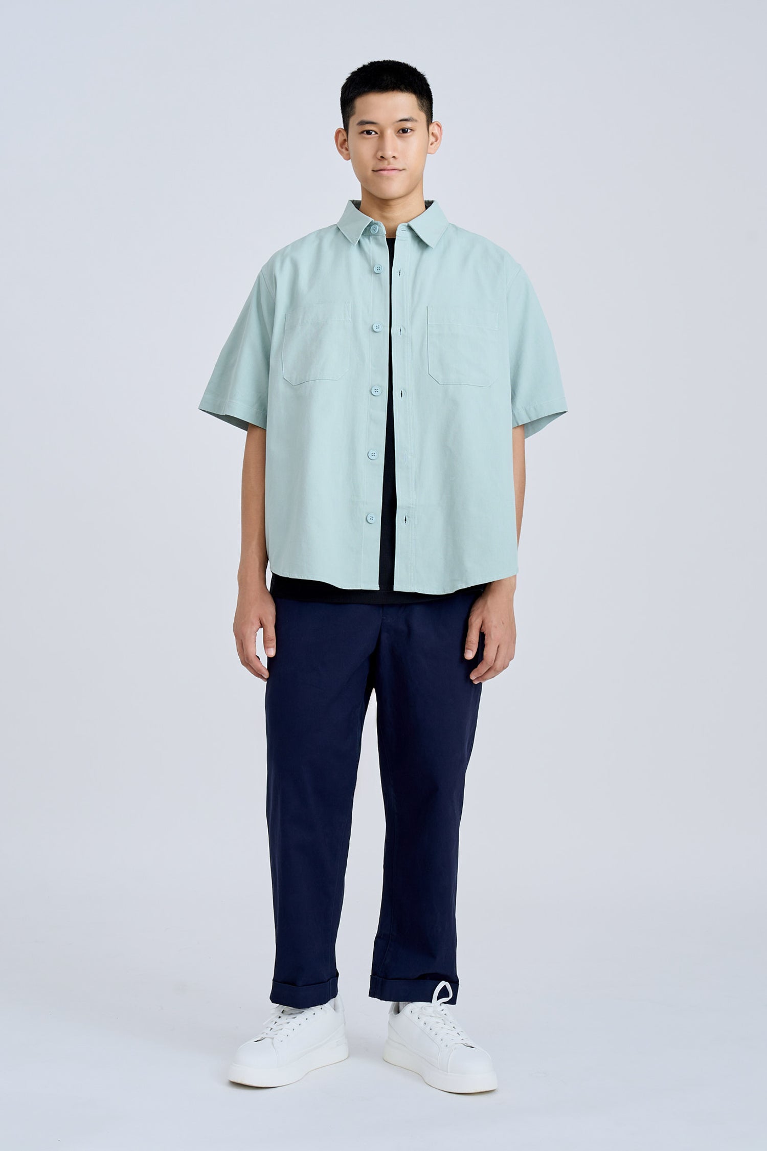 Casual Dual Pocket Shirt - Teal Green