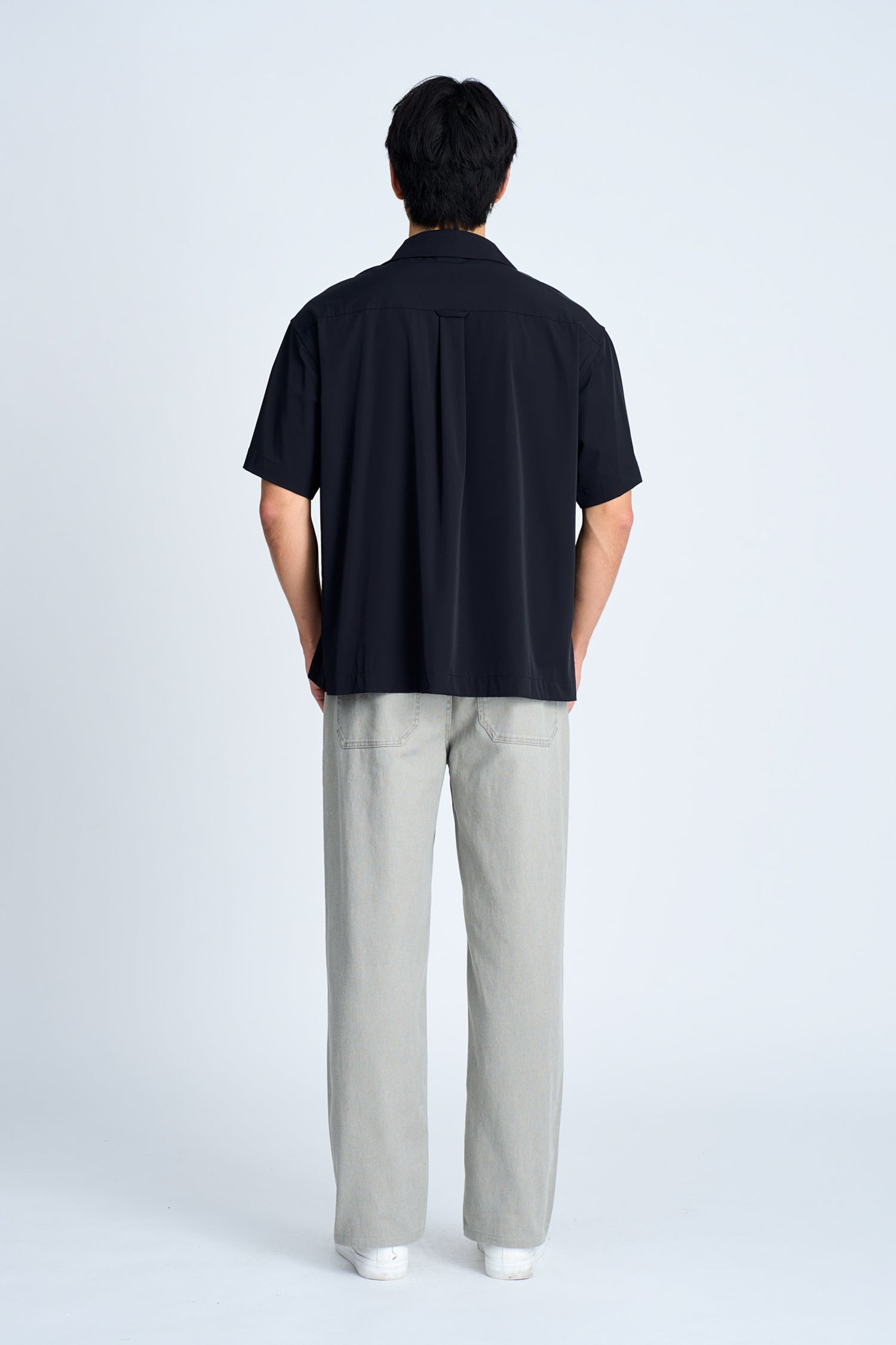 Relaxed Fit Cuban Collar Short Sleeve Shirt - Black