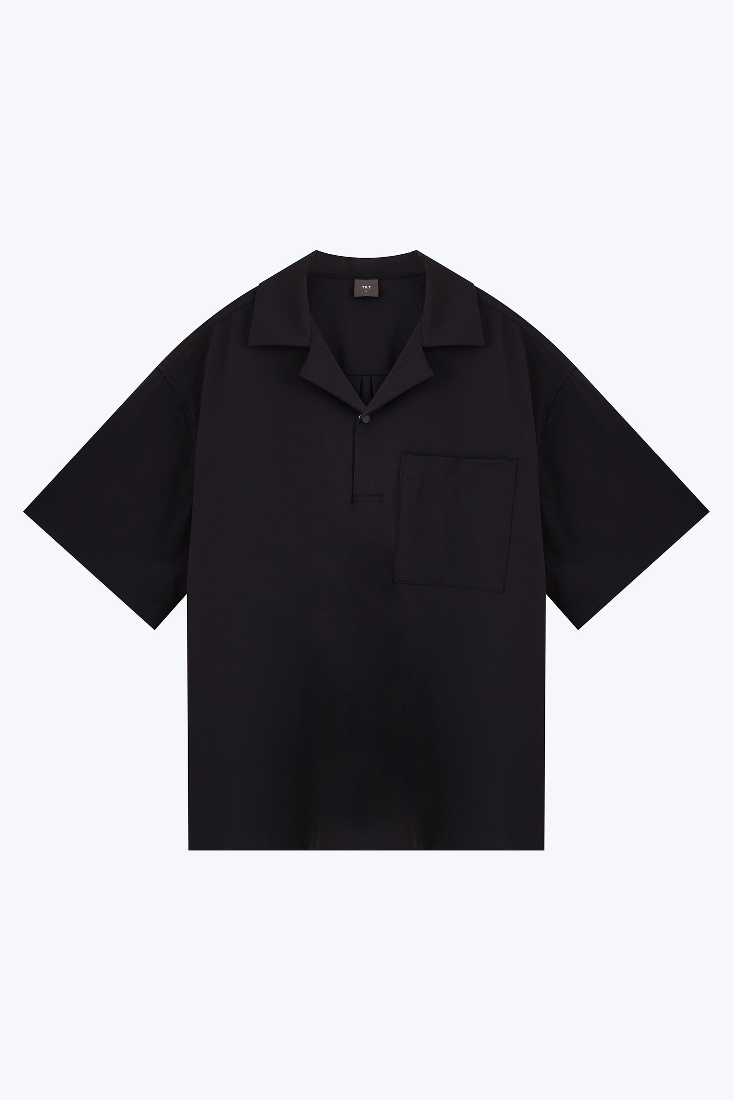 Relaxed Fit Cuban Collar Short Sleeve Shirt - Black