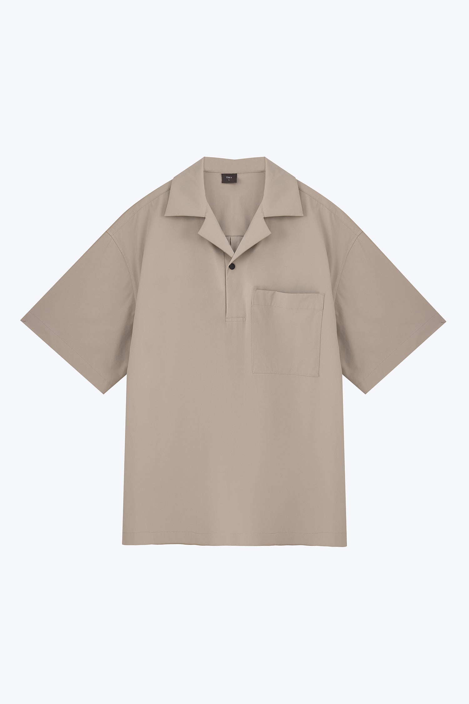 Relaxed Fit Cuban Collar Short Sleeve Shirt - Light Grey