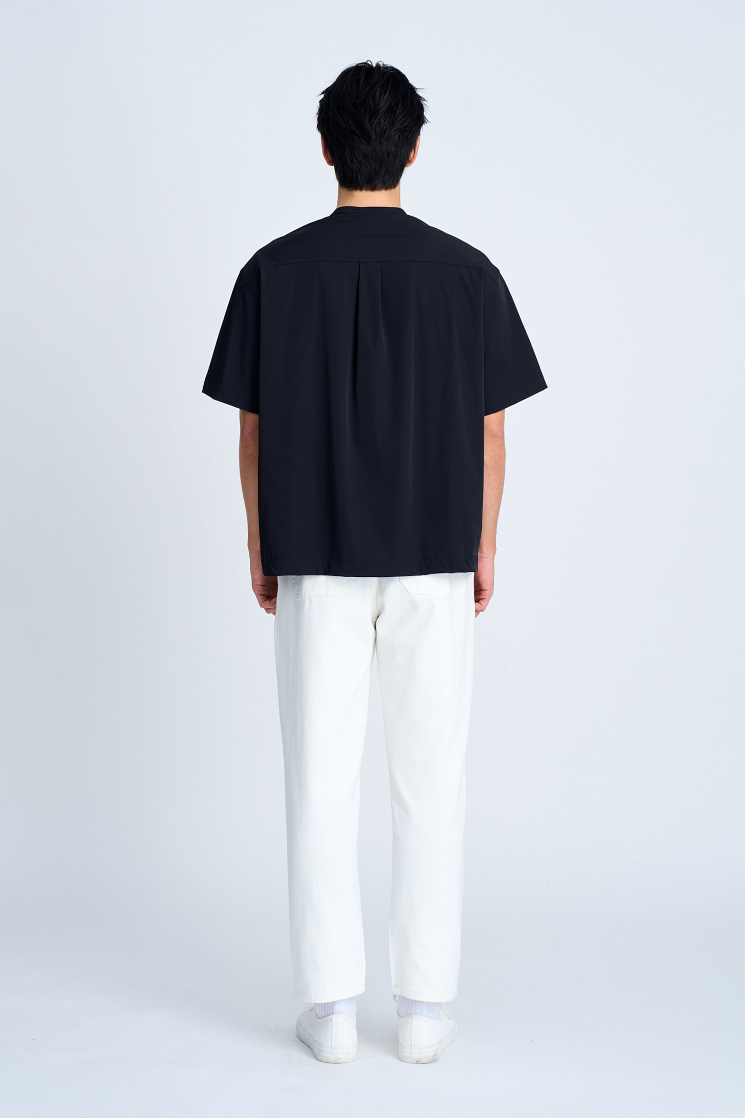 Casual Stand Collar Pocket Shirt - Black