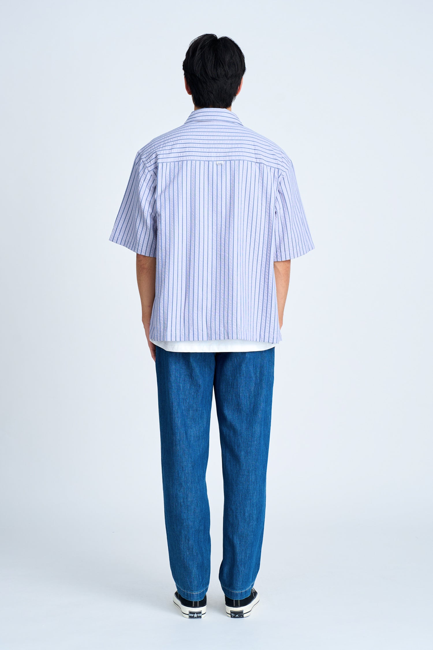 Seersucker Stripes Relaxed Cut Shirt - Stripes Blue