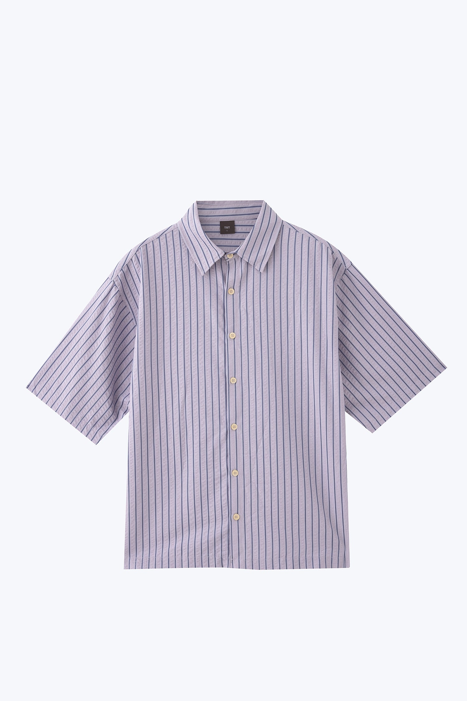 Seersucker Stripes Relaxed Cut Shirt - Stripes Blue