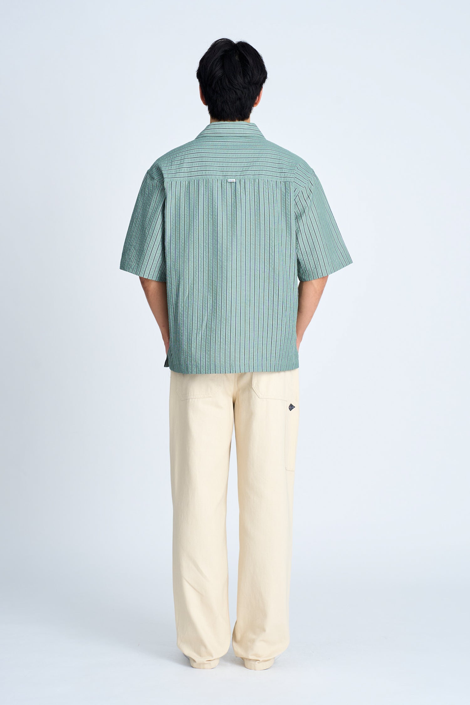 Seersucker Stripes Relaxed Cut Shirt - Stripes Green