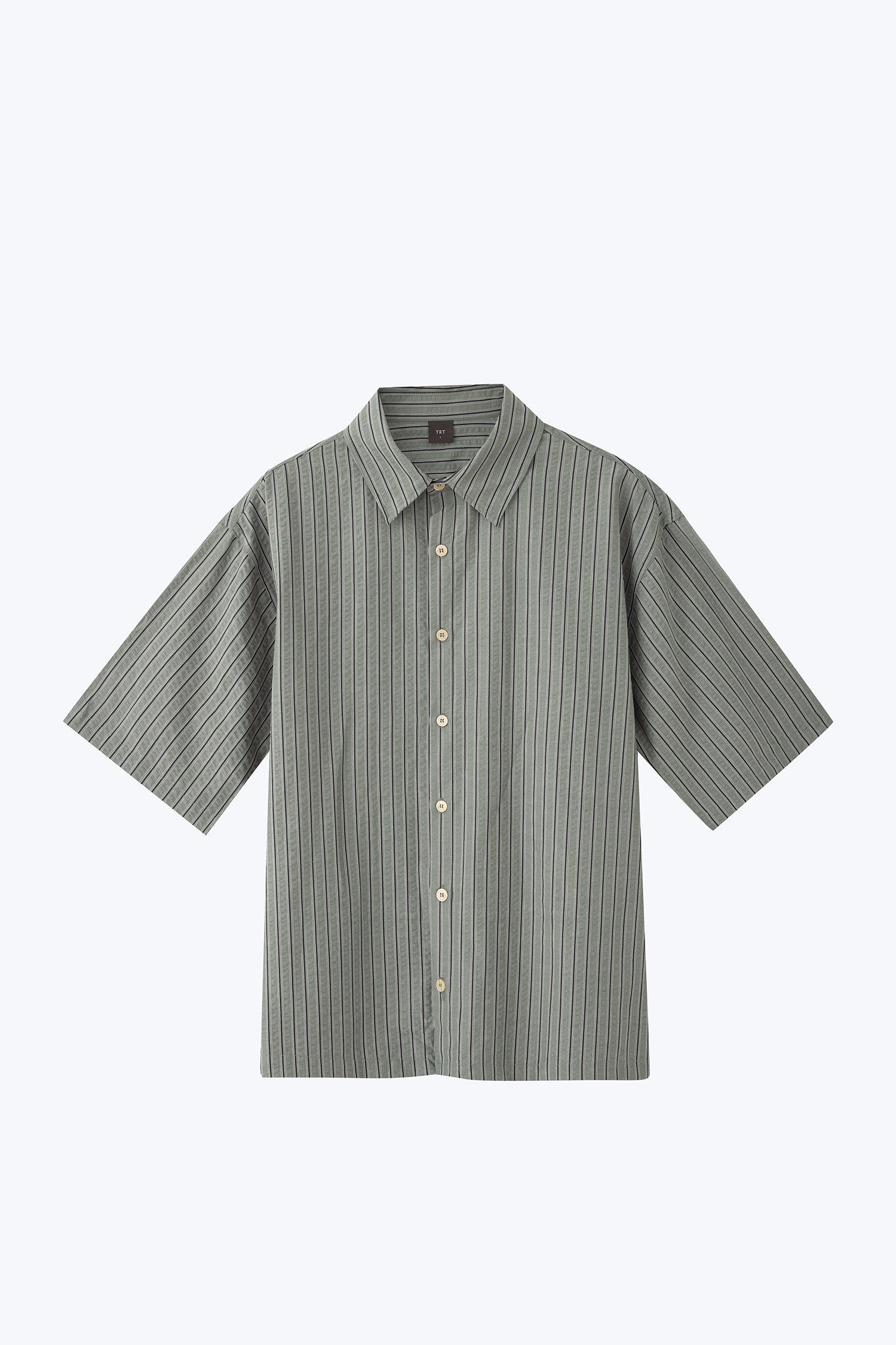 Seersucker Stripes Relaxed Cut Shirt - Stripes Green