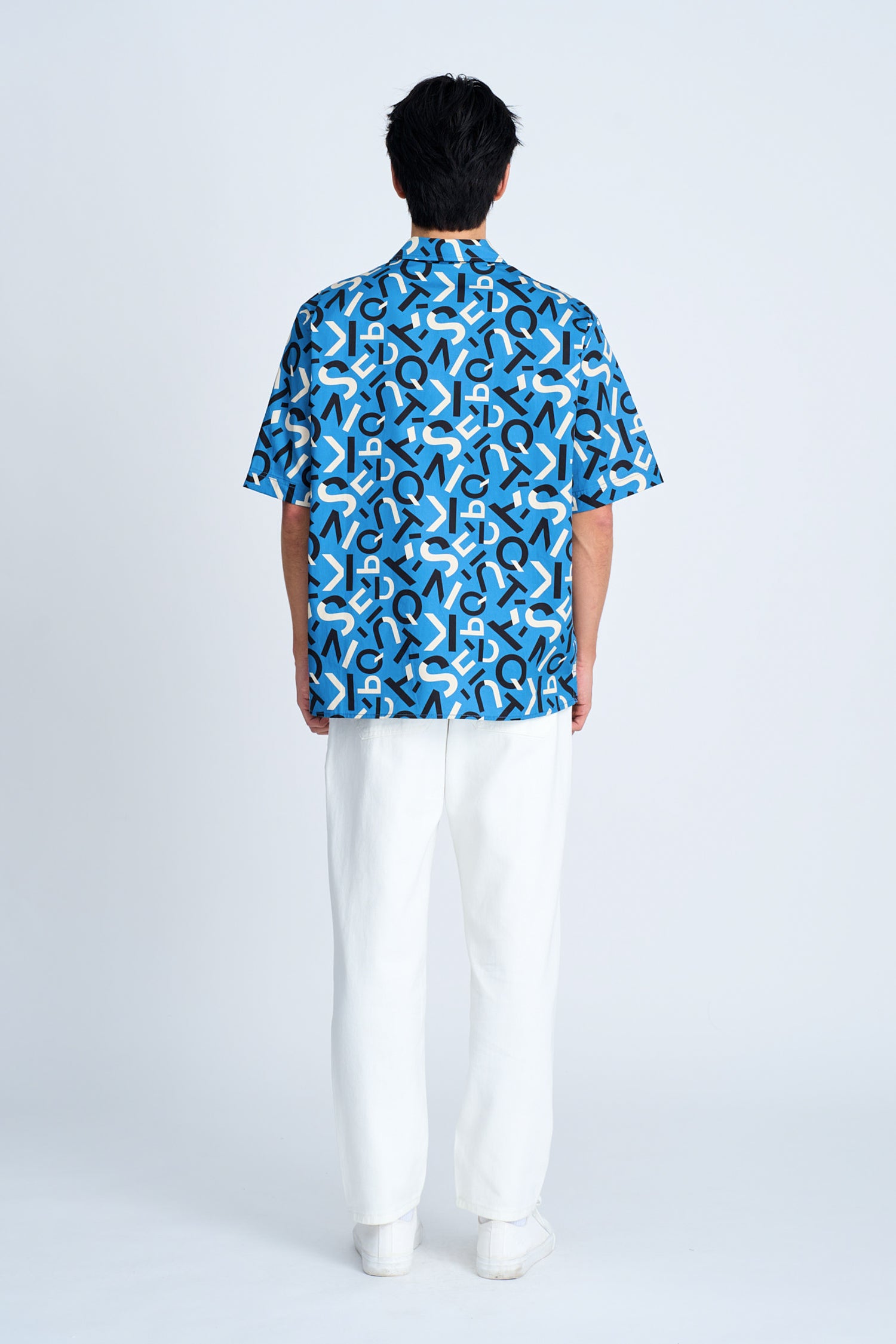 ?€?STENCIL LETTER?€? Oversized Shirt - Royal Blue