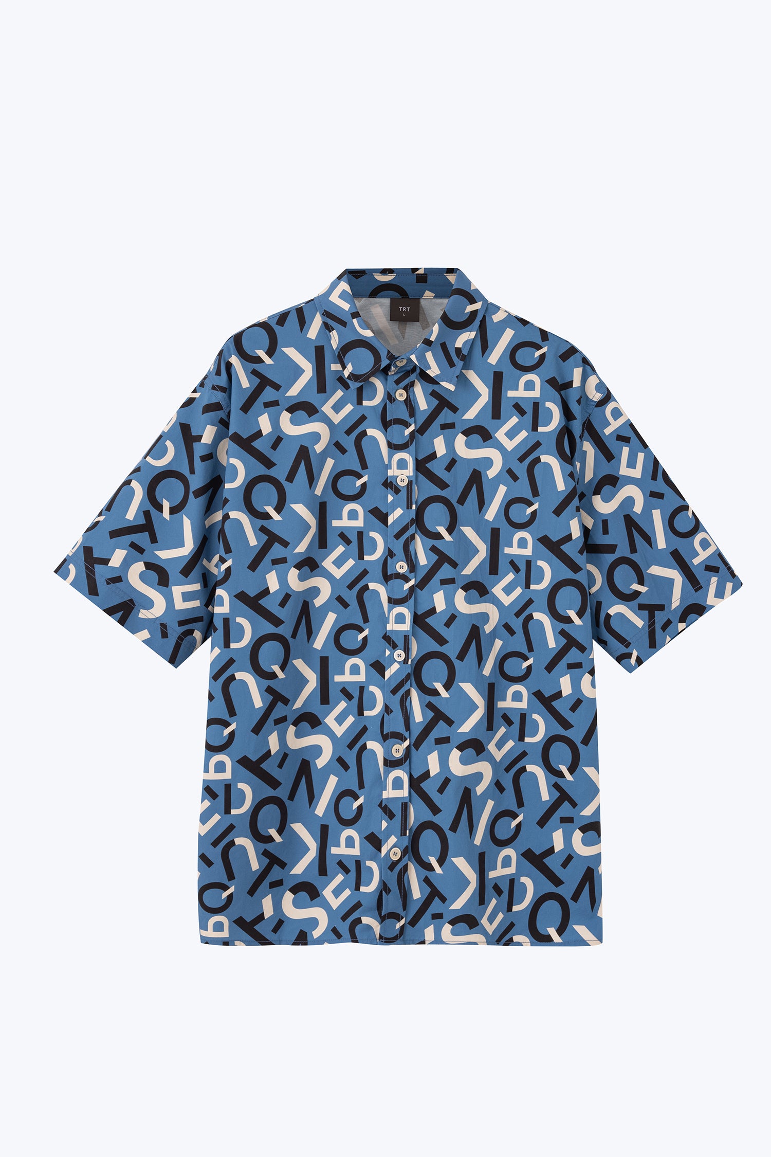 ?€?STENCIL LETTER?€? Oversized Shirt - Royal Blue