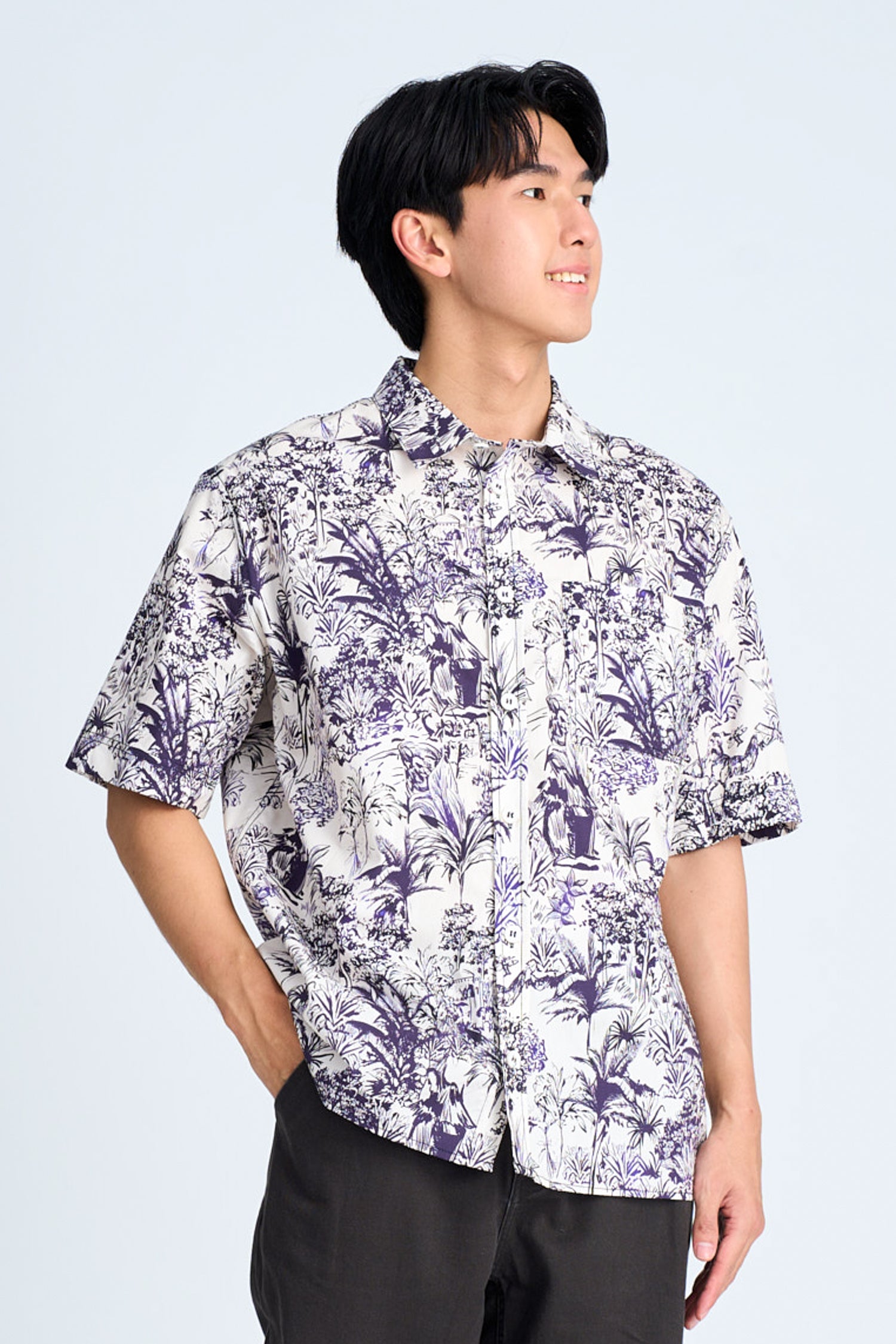Tropical Graphic Oversized Shirt